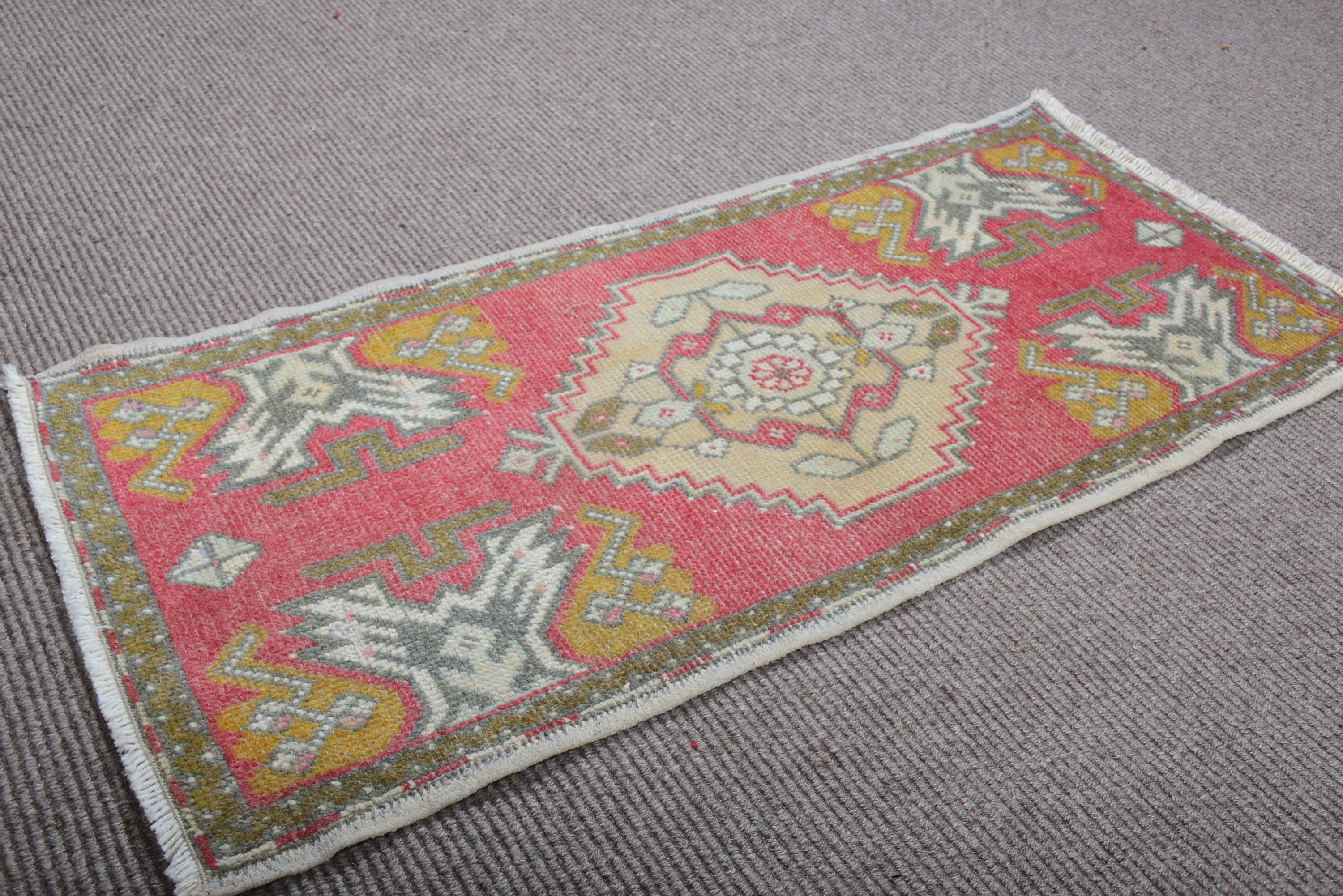 Vintage Rugs, 1.7x3.6 ft Small Rugs, Red Kitchen Rugs, Cute Bath Mat Rugs, Car Mat Rugs, Cool Rugs, Bedroom Rug, Turkish Rug, Boho Rugs