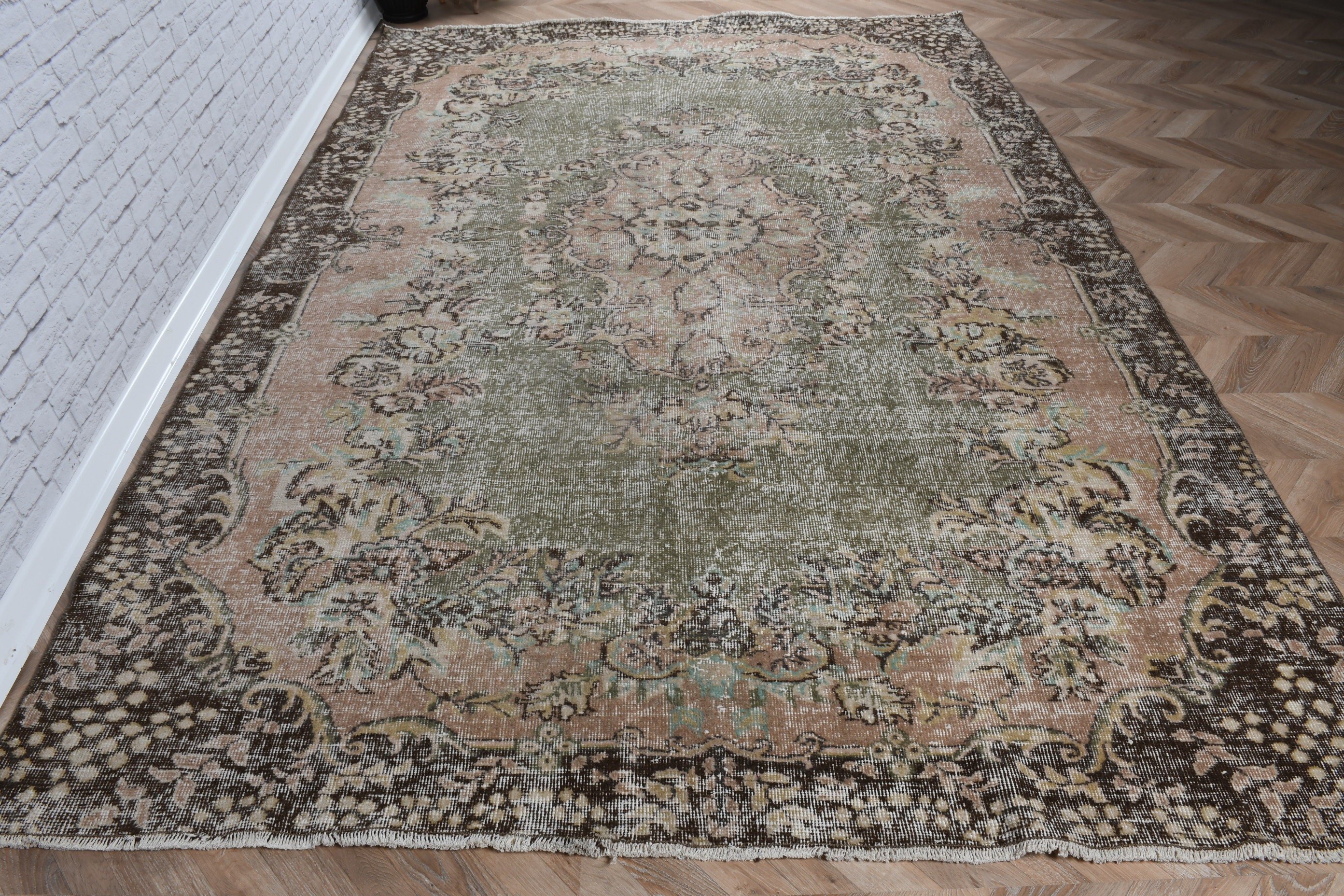 Vintage Halı, Fas Halıları, Büyük Boho Halısı, Büyük Vintage Halıları, 6.7x9.8 ft Büyük Halıları, Türk Halısı, Turuncu Boho Halısı, Mutfak Halıları