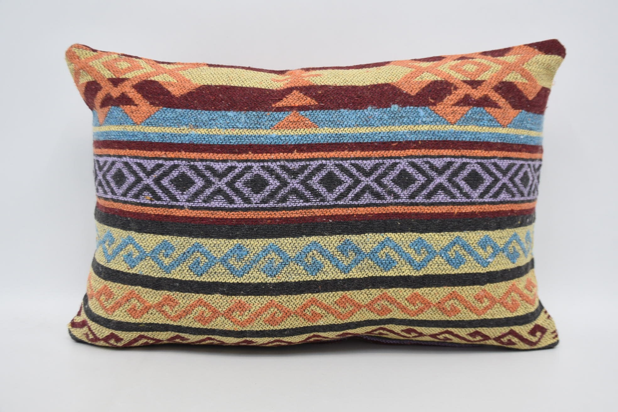 16"x24" Yellow Pillow Sham, Farmhouse Cushion Case, Handmade Kilim Cushion, Cotton Pillow, Vintage Kilim Pillow, Kilim Pillow