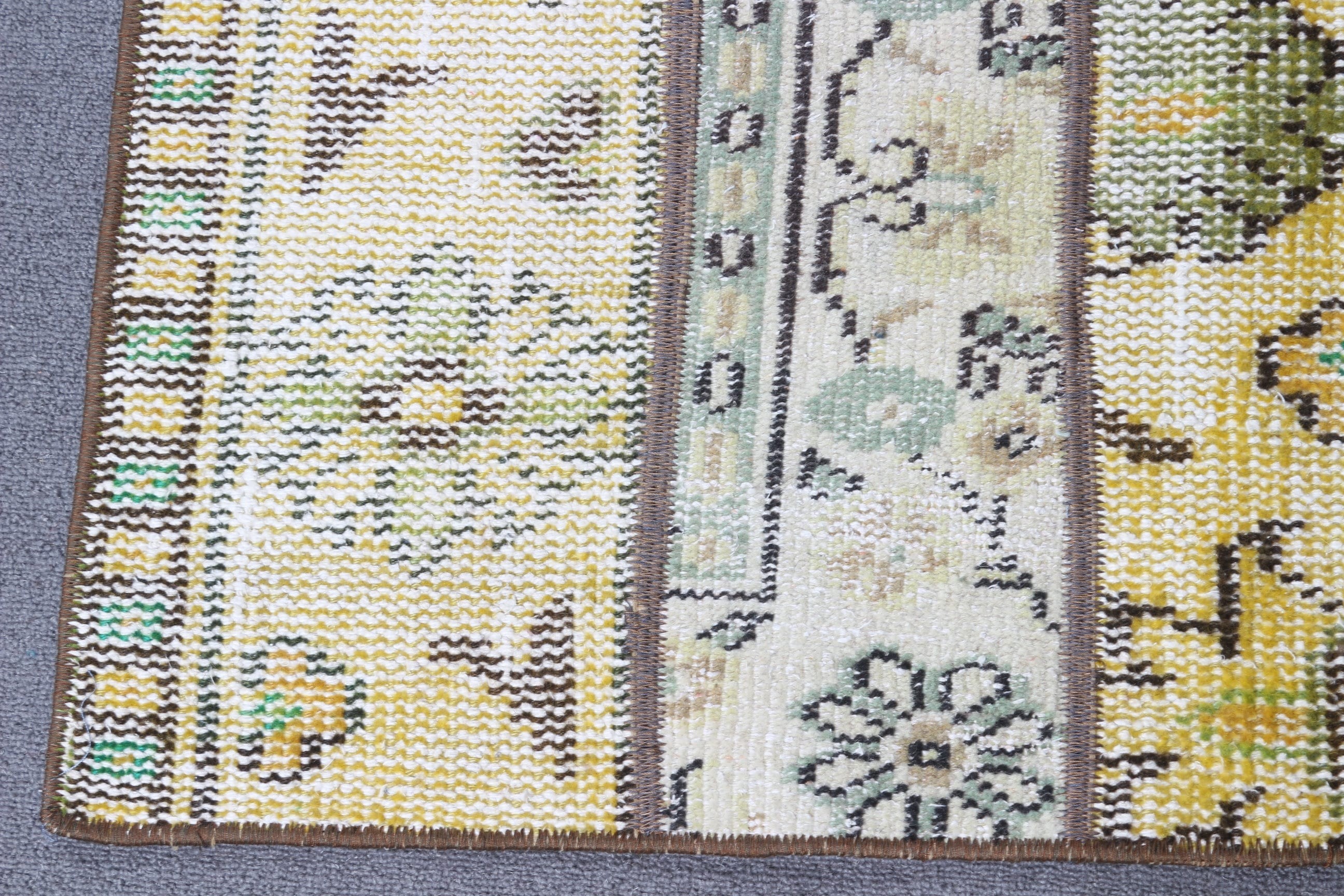 Turkish Rugs, Home Decor Rugs, Bath Rugs, Yellow Wool Rug, Vintage Rug, Cute Rug, 1.9x2.9 ft Small Rug, Door Mat Rug, Oriental Rugs