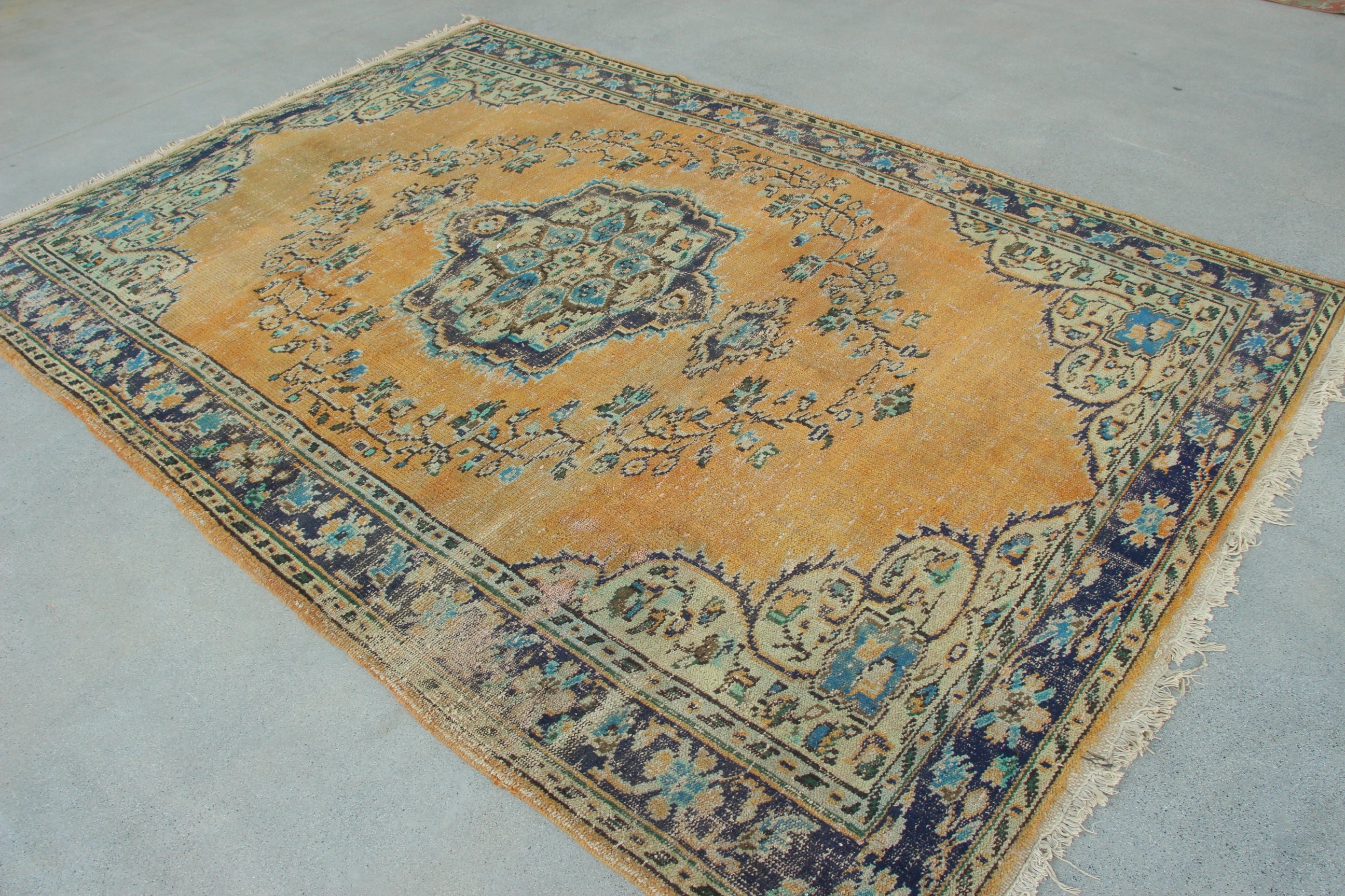 Statement Rugs, 6.5x9.4 ft Large Rug, Turkish Rugs, Bronze Oushak Rug, Home Decor Rugs, Vintage Rugs, Large Boho Rug, Bedroom Rug