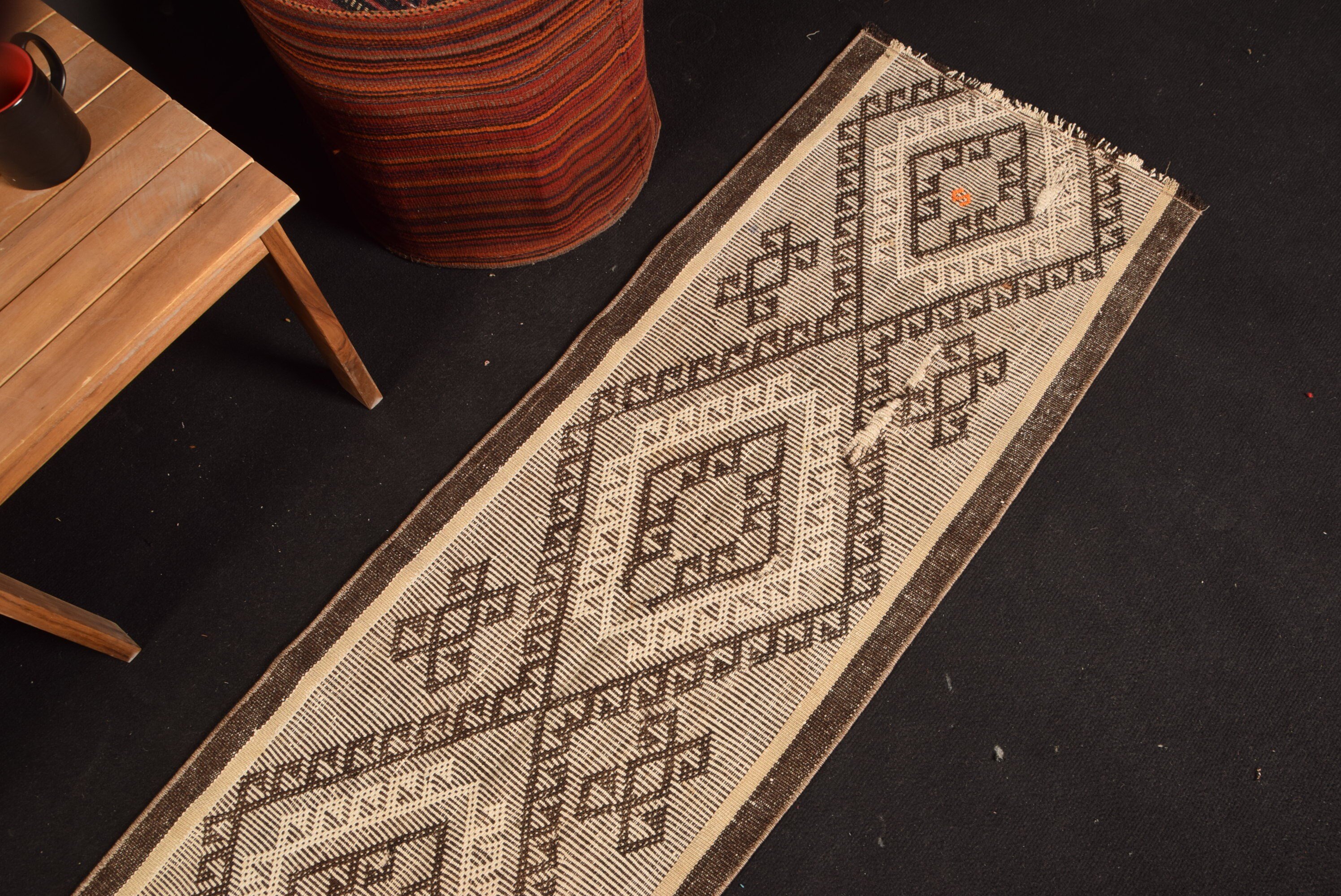 Kitchen Rug, Vintage Rug, Rugs for Corridor, Kilim, Beige Oushak Rugs, 1.7x6.9 ft Runner Rugs, Oriental Rug, Abstract Rug, Turkish Rug