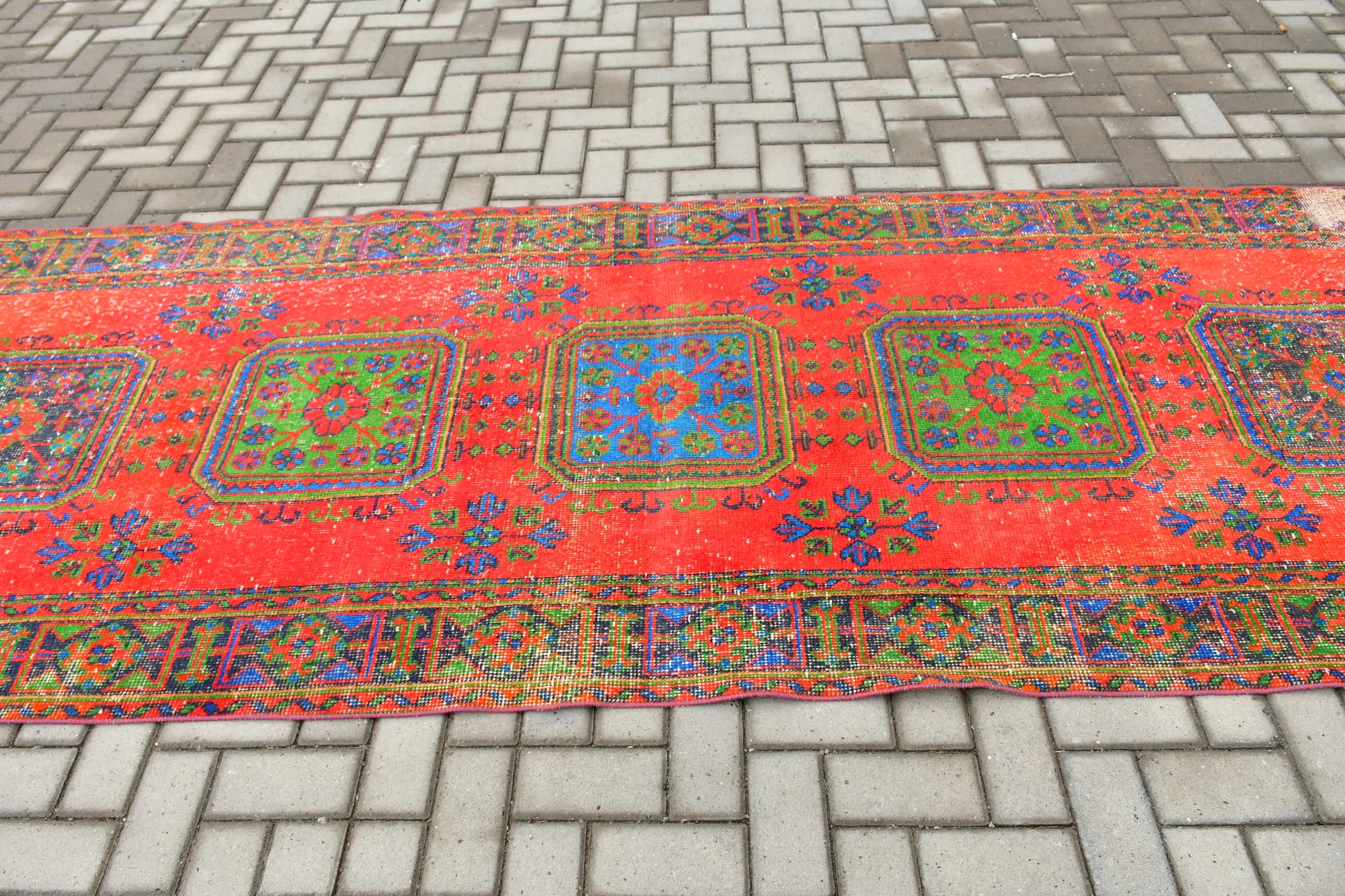 Aesthetic Rugs, Turkish Rugs, Floor Rug, Rugs for Stair, Kitchen Rug, Red Bedroom Rug, Vintage Rugs, Corridor Rugs, 4.1x11.5 ft Runner Rug