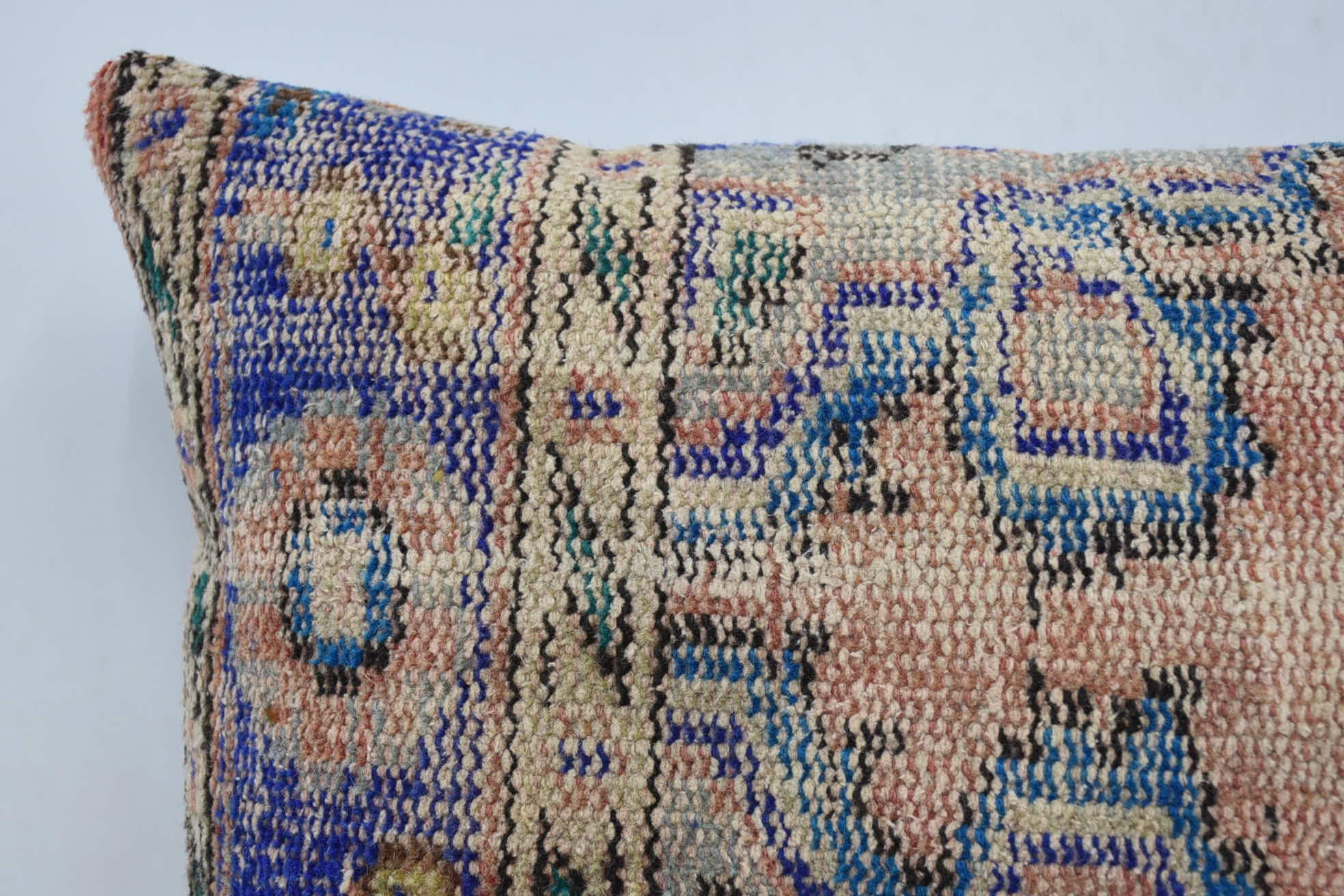 Handmade Kilim Cushion, Pillow for Sofa, Vintage Kilim Pillow Cushion Cover, Turkish Pillow, Patio Pillow, 16"x24" Beige Cushion Cover