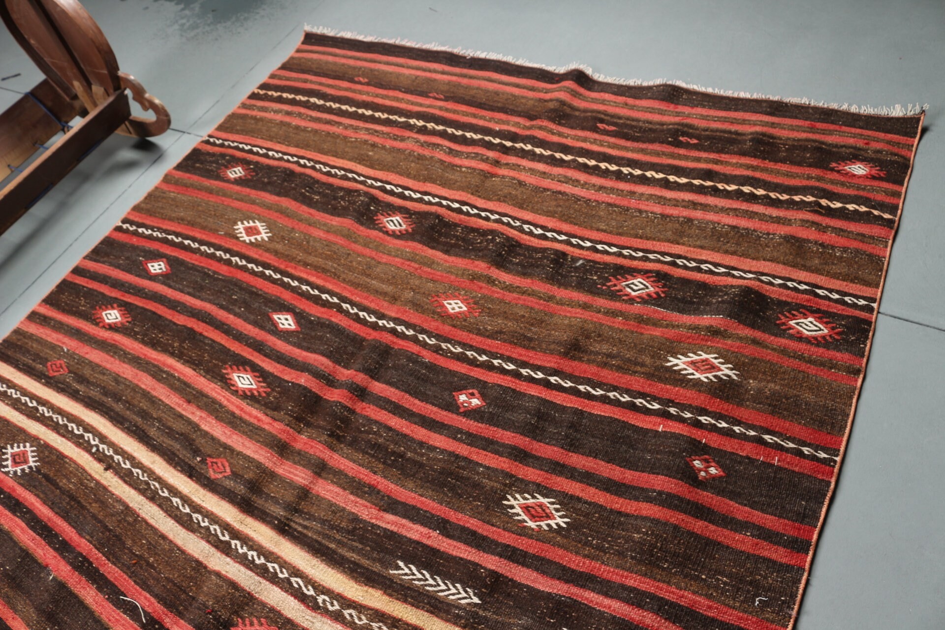 Kilim, Türk Halısı, 5.7x11.2 ft Büyük Halı, Oturma Odası Halısı, Vintage Halı, Bej Yün Halılar, Anadolu Halısı, Retro Halı, Oushak Halısı, Yatak Odası Halısı