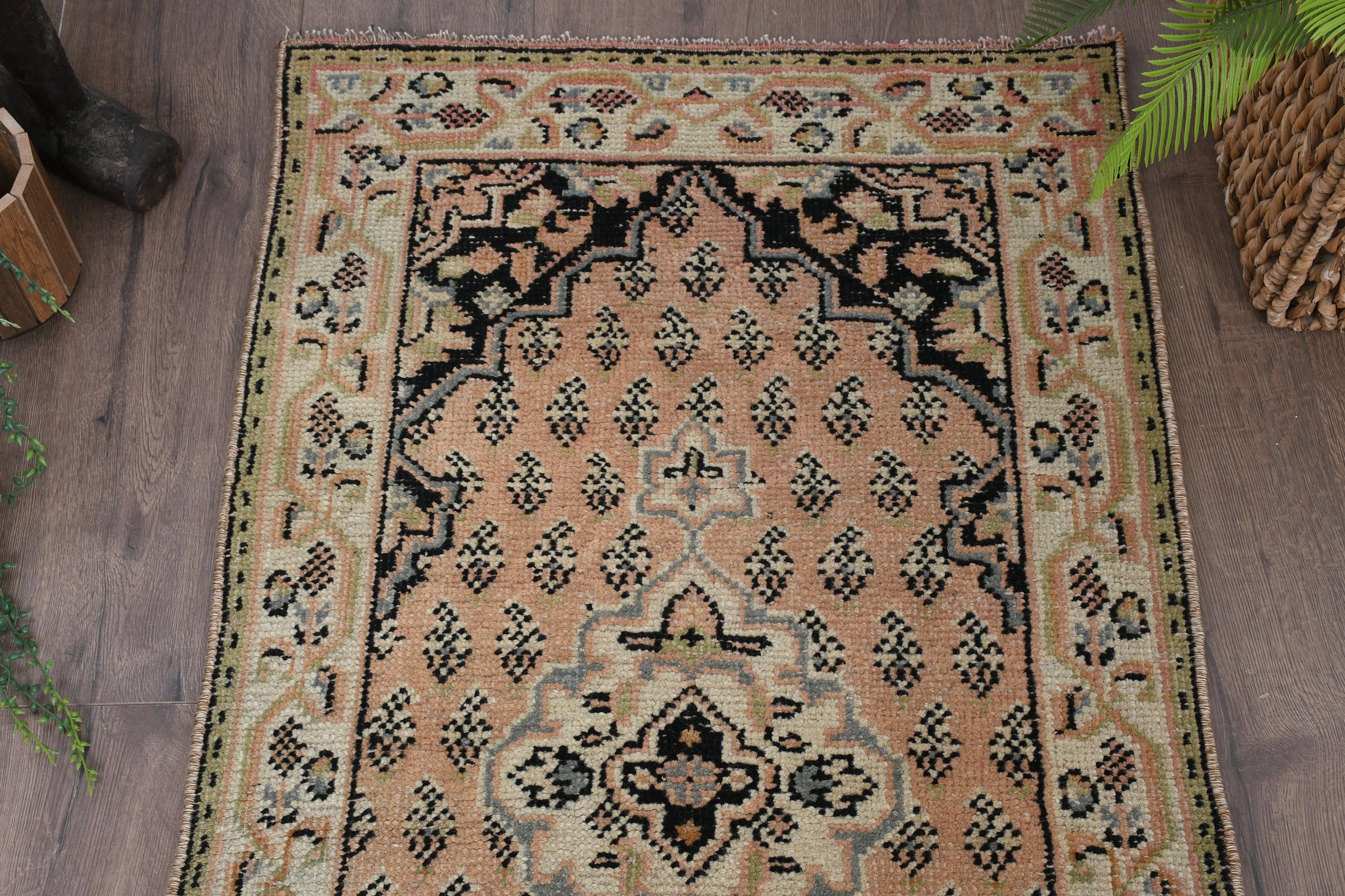 Antika Halı, Çocuk Halısı, Bej 2.2x4.2 ft Küçük Halılar, Giriş Halıları, Anadolu Halıları, Soyut Halı, Vintage Halı, Türk Halısı