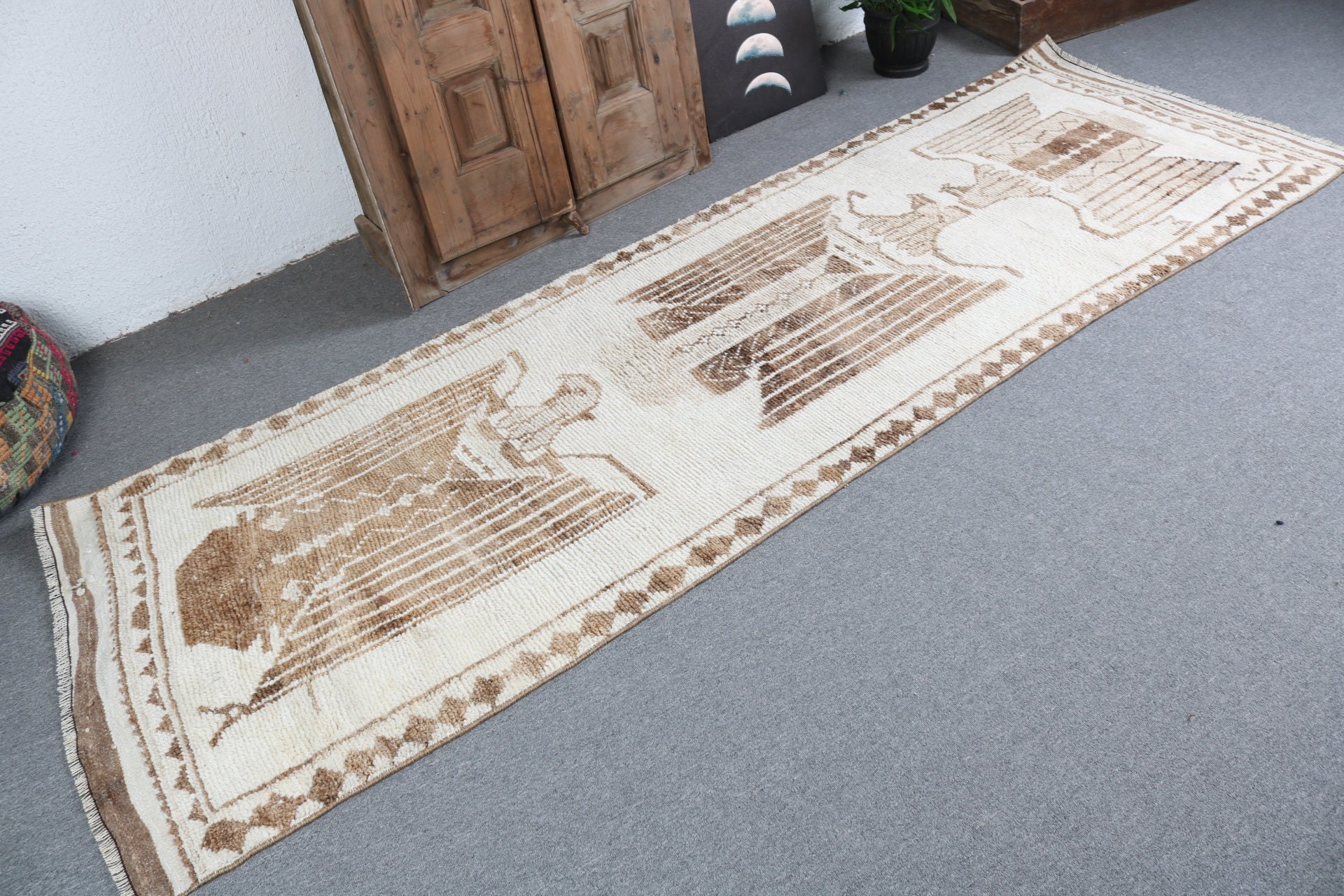 Hallway Rugs, Vintage Rugs, Home Decor Rugs, Vintage Runner Rug, Oushak Rug, 3.2x9.3 ft Runner Rug, Beige Oriental Rug, Turkish Rug