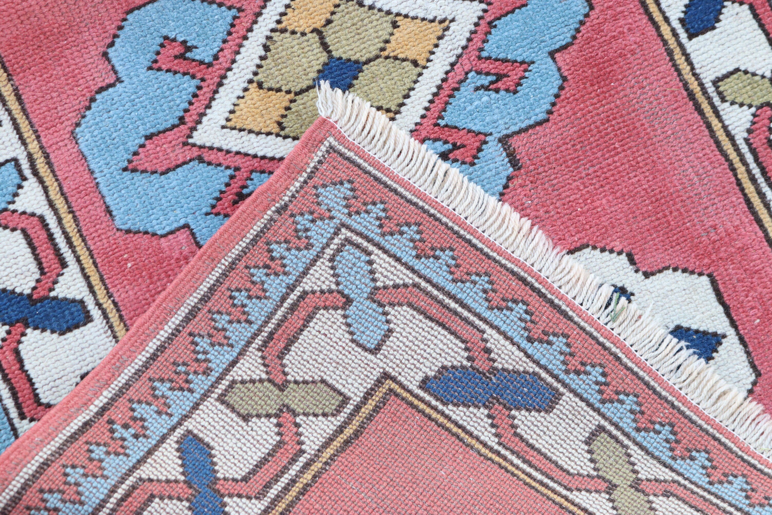 Vintage Runner Halıları, Vintage Halılar, Türk Halıları, Koridor Halıları, Pembe Geometrik Halılar, Fas Halısı, 2.6x7.7 ft Runner Halıları