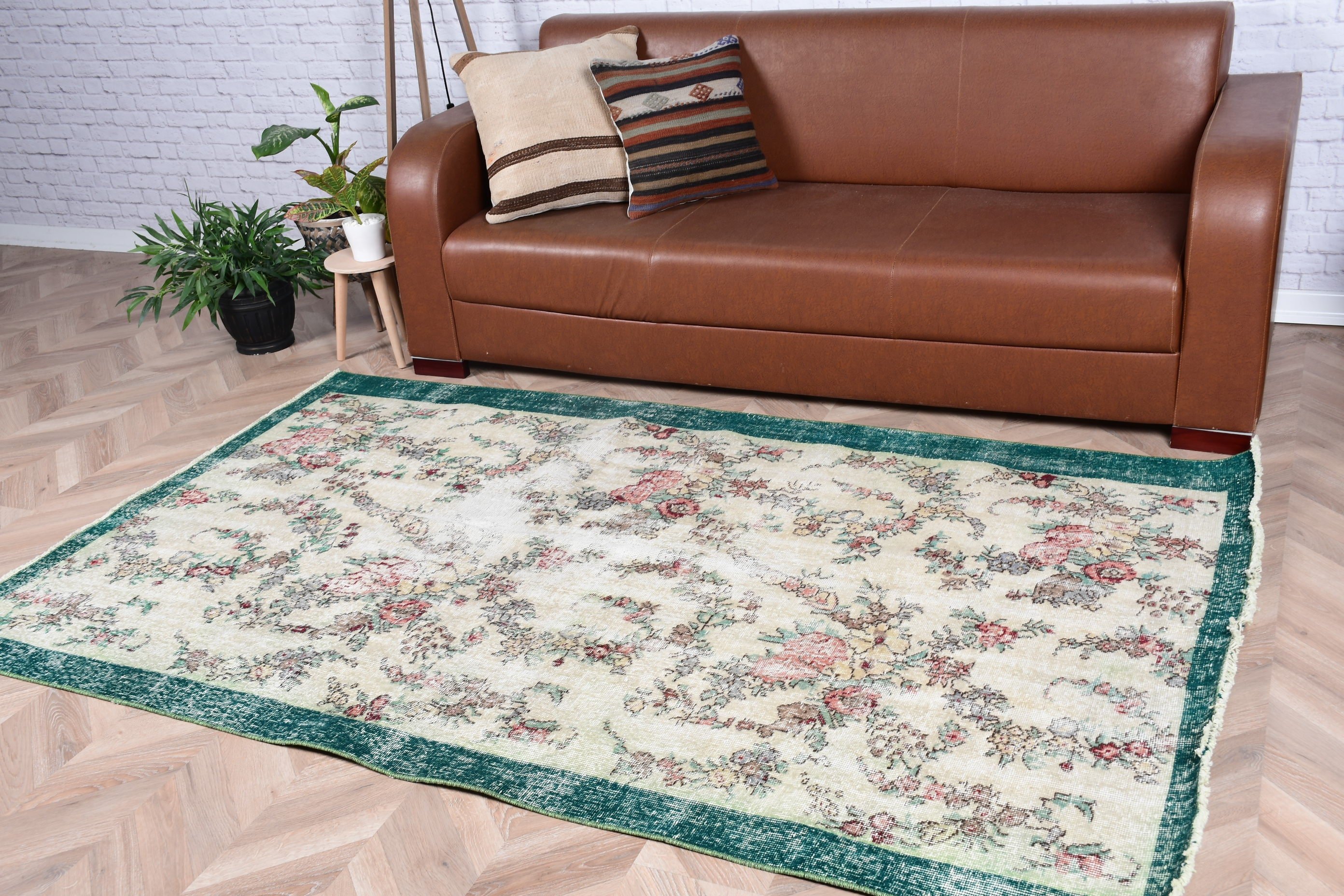 Beige Oriental Rug, Cool Rug, Vintage Rugs, Dorm Rug, Living Room Rug, Turkish Rugs, 4.4x7.3 ft Area Rug, Nursery Rugs