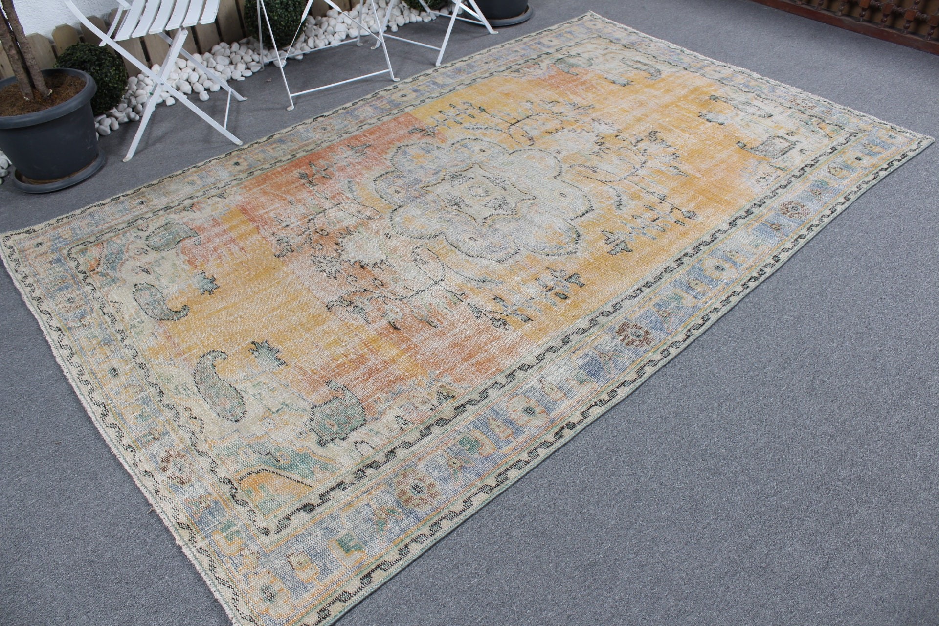 Salon Rug, Vintage Rug, Turkish Rug, Yellow Anatolian Rug, Home Decor Rugs, Art Rug, 5.8x8.7 ft Large Rugs, Antique Rugs, Living Room Rugs