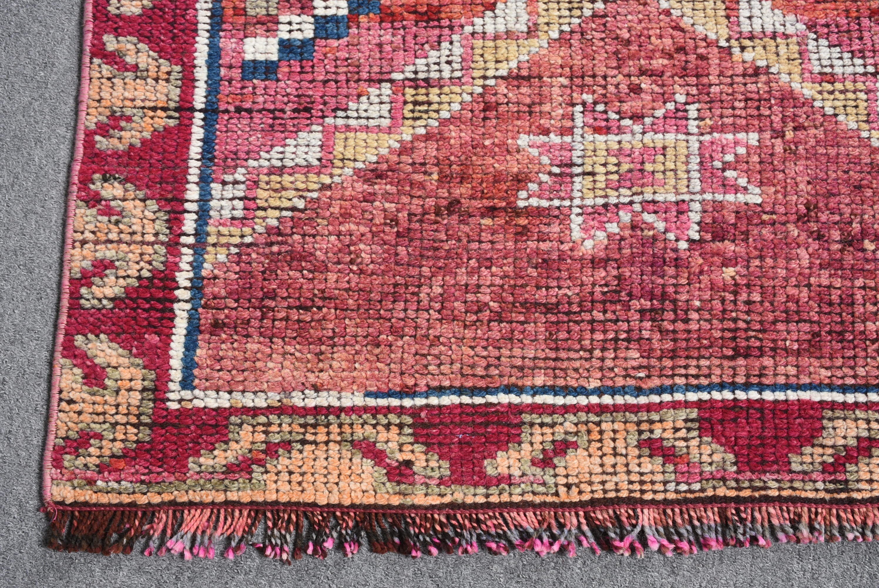 Turkish Rugs, 2.8x10.3 ft Runner Rug, Rugs for Kitchen, Kitchen Rug, Moroccan Rug, Vintage Rugs, Bright Rug, Pink Wool Rugs