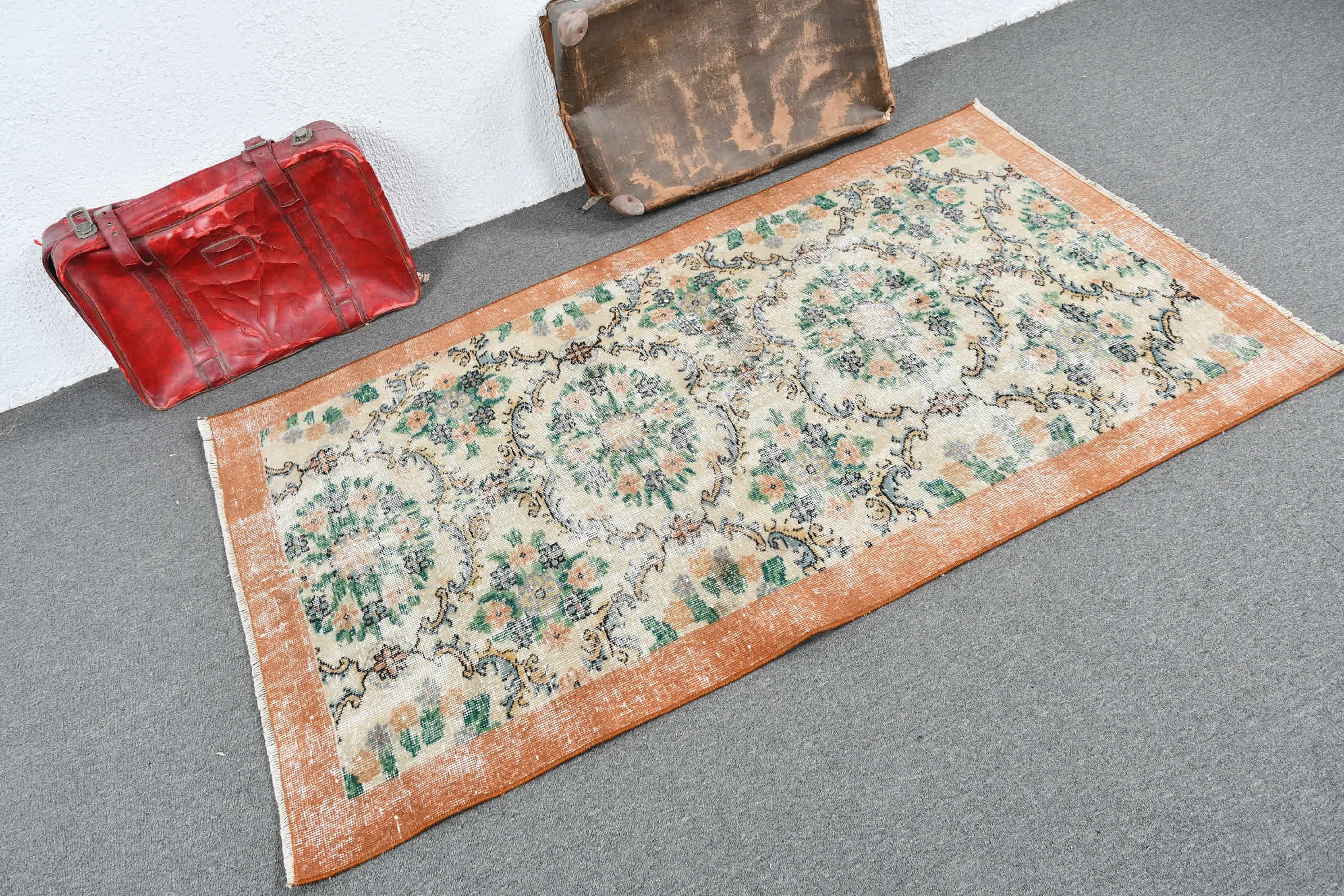 Oushak Halı, 3.6x6 ft Aksan Halıları, Türk Halısı, Vintage Halı, Özel Halı, Çocuk Odası Halıları, Çocuk Odası Halısı, Yatak Odası Halısı, Turuncu Yatak Odası Halıları