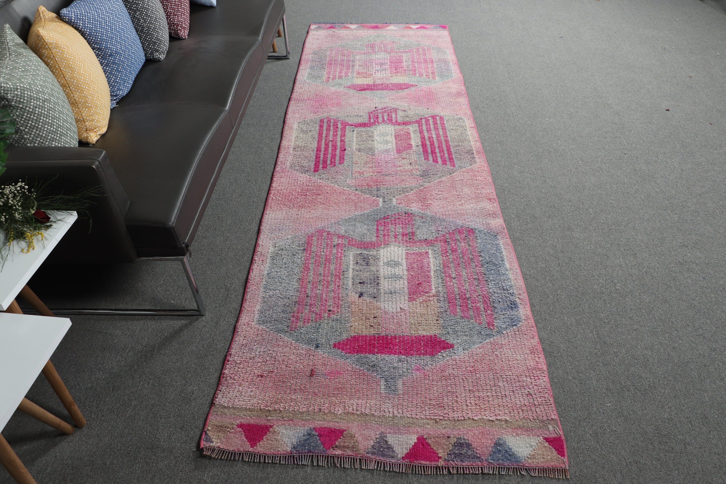 Pink Bedroom Rug, Kitchen Rug, Vintage Rugs, Rugs for Stair, 3x9.8 ft Runner Rug, Turkish Rugs, Stair Rug, Antique Rug