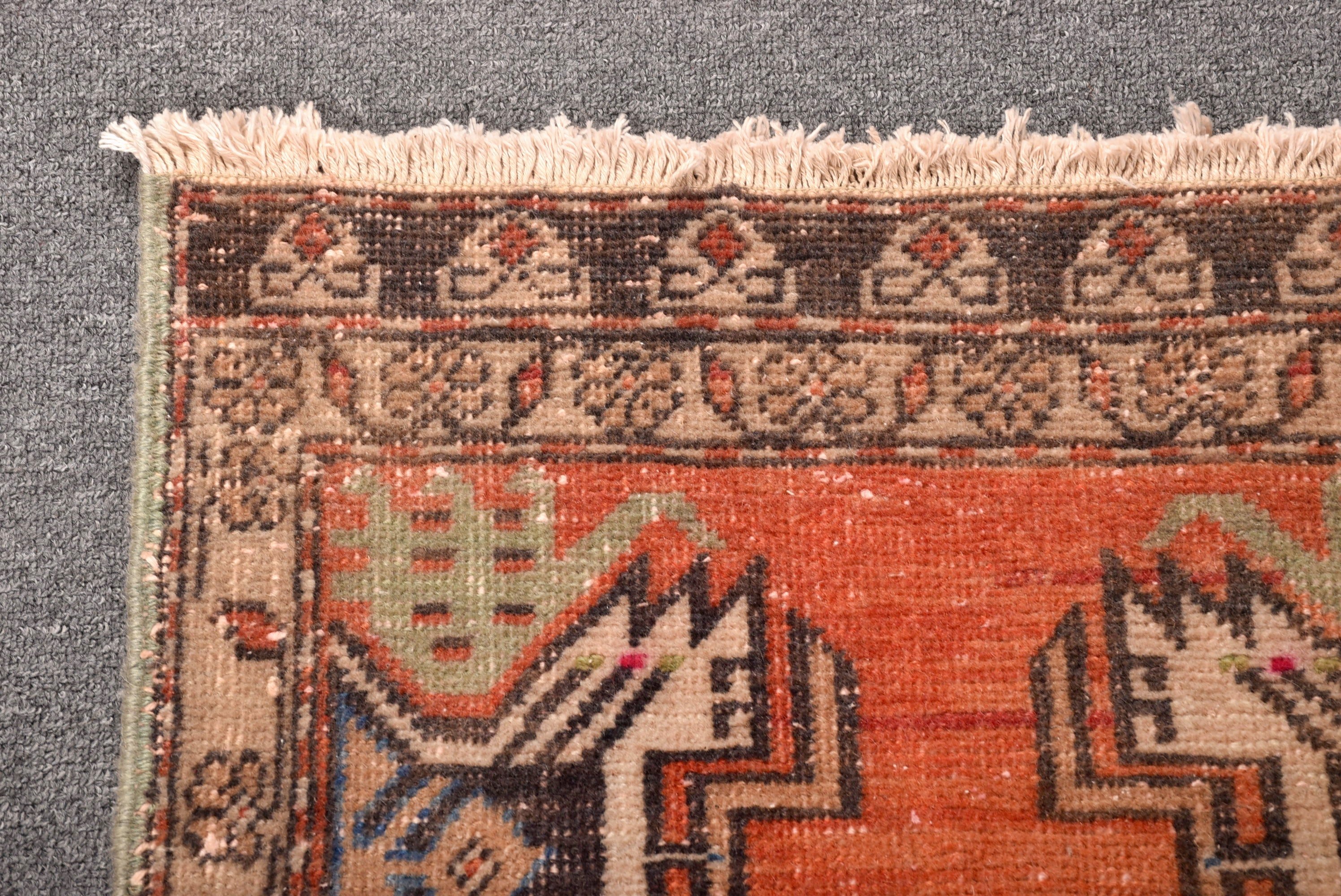 Vintage Rug, Antique Rugs, Oriental Rugs, Bath Rugs, Bedroom Rug, Orange Floor Rug, Rugs for Door Mat, Turkish Rug, 1.8x3.4 ft Small Rug