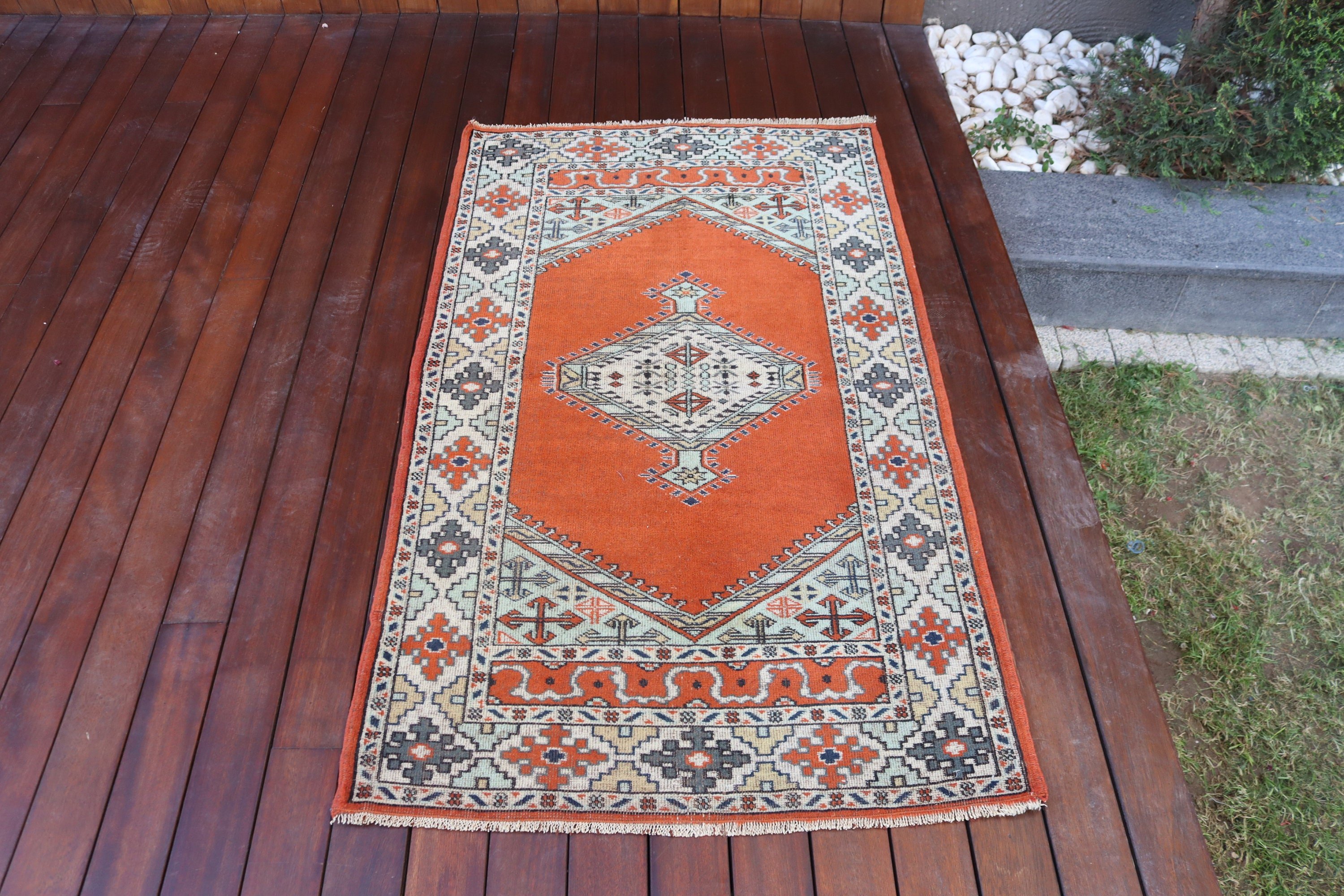 Bath Rugs, Vintage Rugs, Wall Hanging Rug, Tribal Rugs, Luxury Rugs, Orange Wool Rugs, Flatweave Rug, Turkish Rug, 2.7x4.7 ft Small Rug