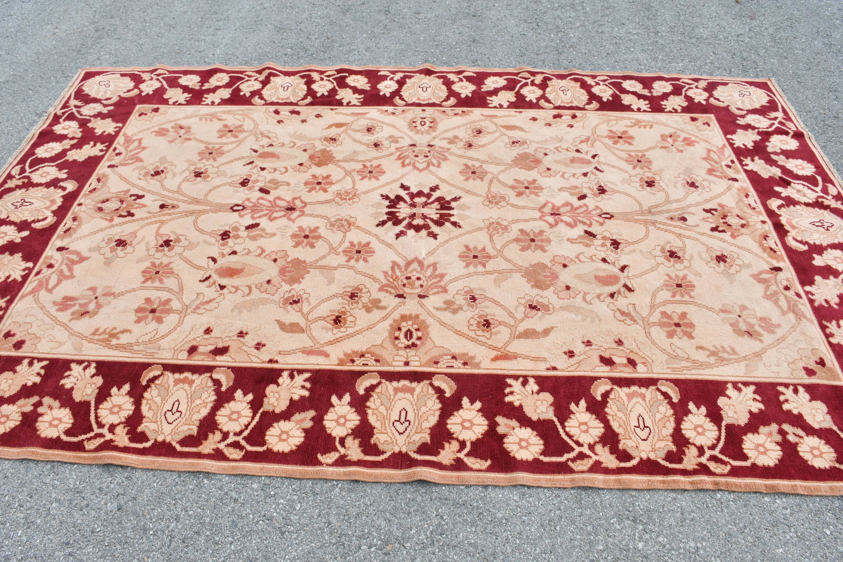 Living Room Rug, Salon Rug, Oriental Rug, Turkish Rug, Wool Rug, 5.6x9.1 ft Large Rug, Rugs for Salon, Vintage Rugs, Red Kitchen Rug