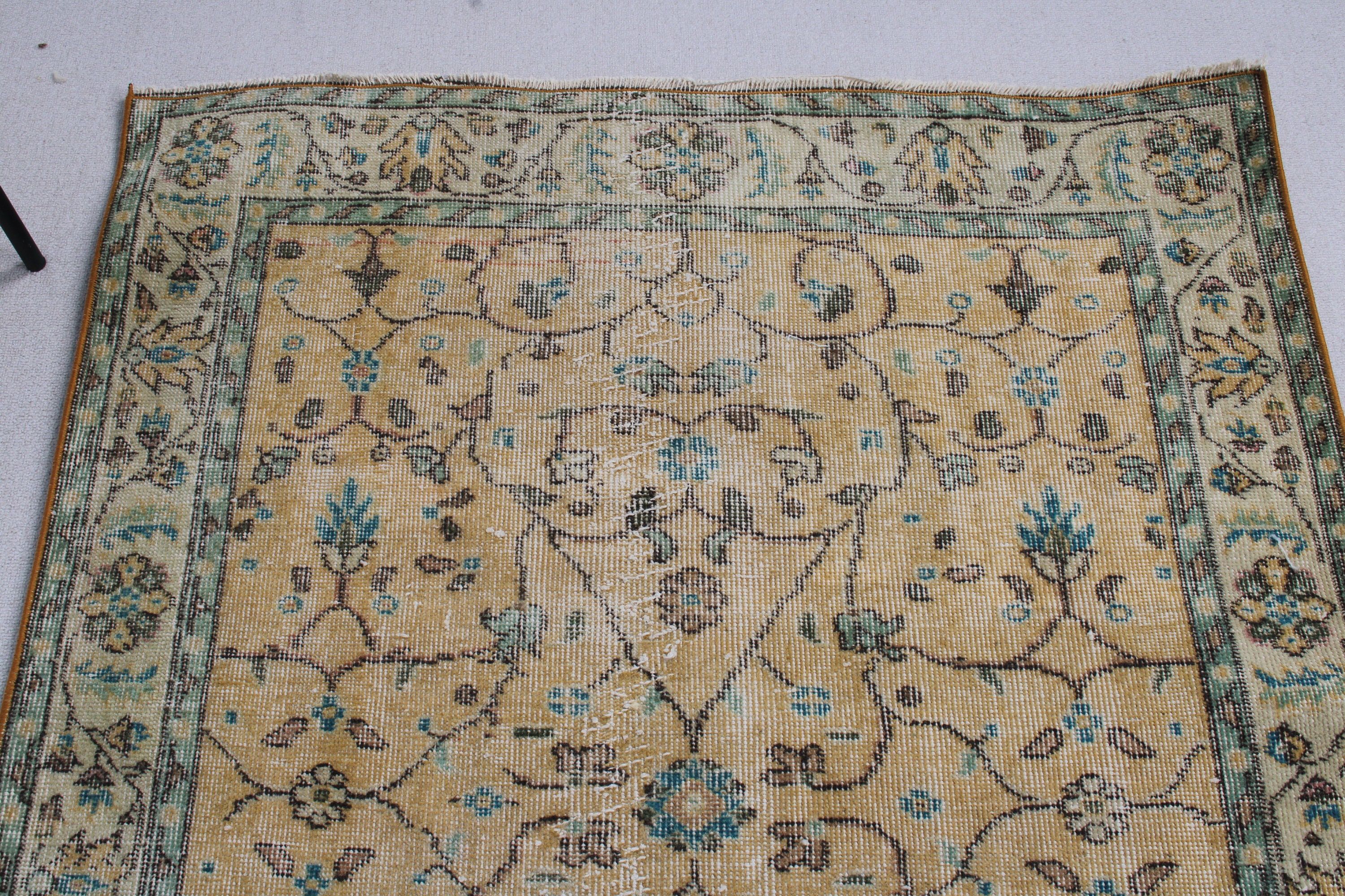 Turuncu Yün Halılar, Oturma Odası Halıları, 3,8x6,9 ft Alan Halısı, Oryantal Halılar, Vintage Halılar, Türk Halıları, Açıklama Halısı, Oturma Odası Halıları