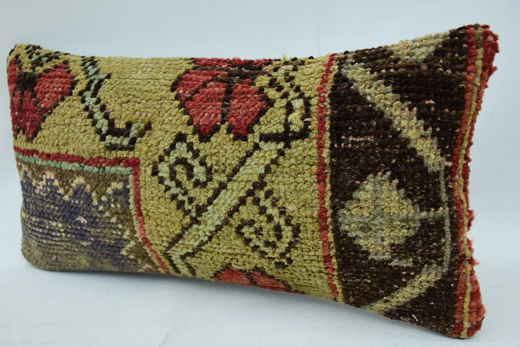 8"x16" Brown Cushion, Vintage Kilim Pillow, Southwestern Pillow Case, Kilim Pillow, Turkish Pillow, Vintage Throw Pillow Cover