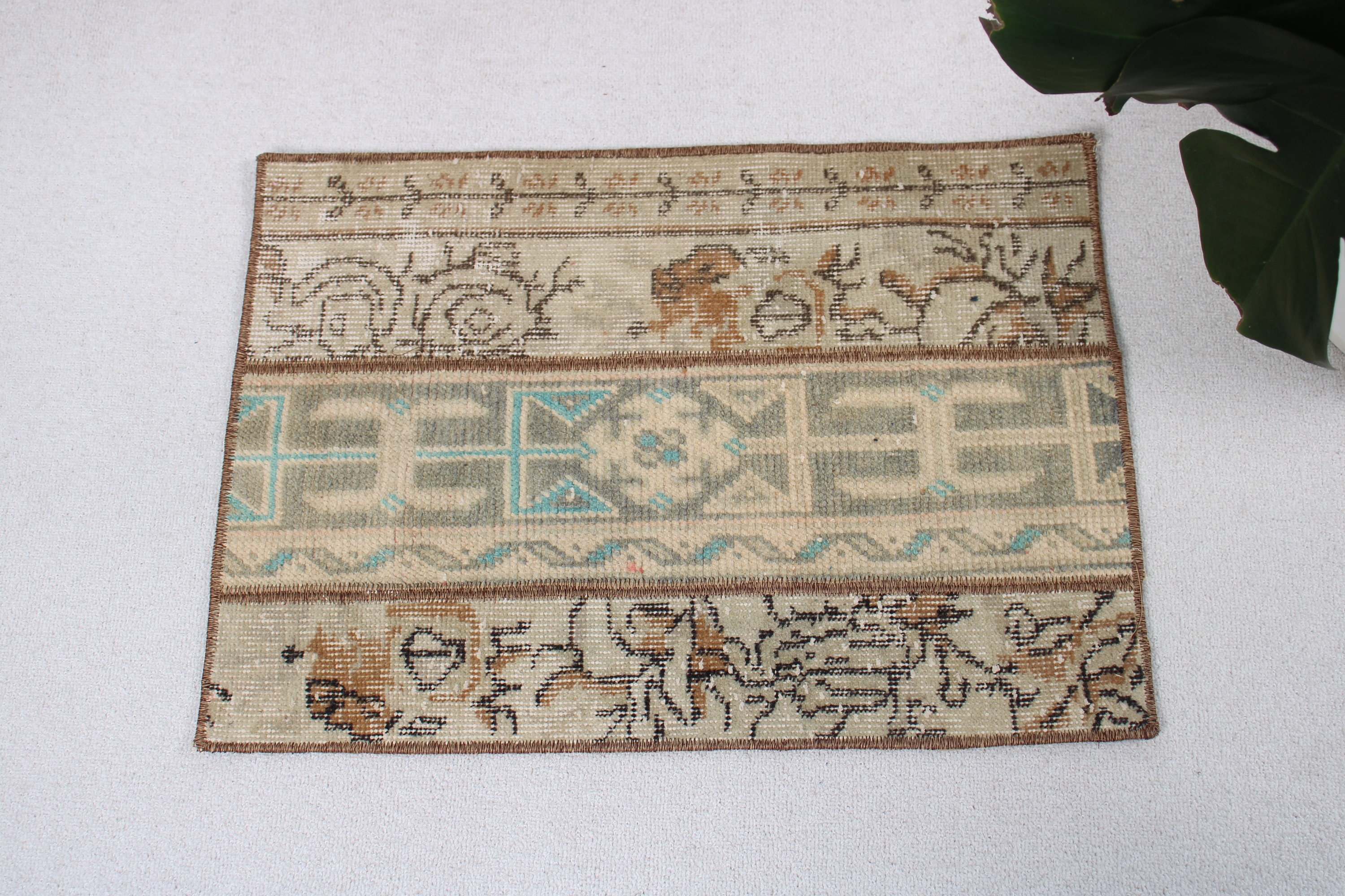 1.6x2.3 ft Küçük Halılar, Düz Dokuma Halılar, Bej Antika Halılar, Boho Halılar, Küçük Vintage Halı, Vintage Halılar, Kapı Paspas Halıları, Türk Halısı