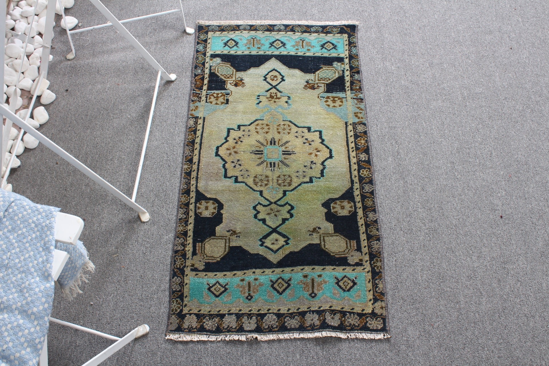 Kitchen Rug, Bathroom Rug, Rugs for Door Mat, Green Floor Rug, Wool Rug, Bedroom Rugs, Vintage Rugs, 1.6x3.2 ft Small Rug, Turkish Rug