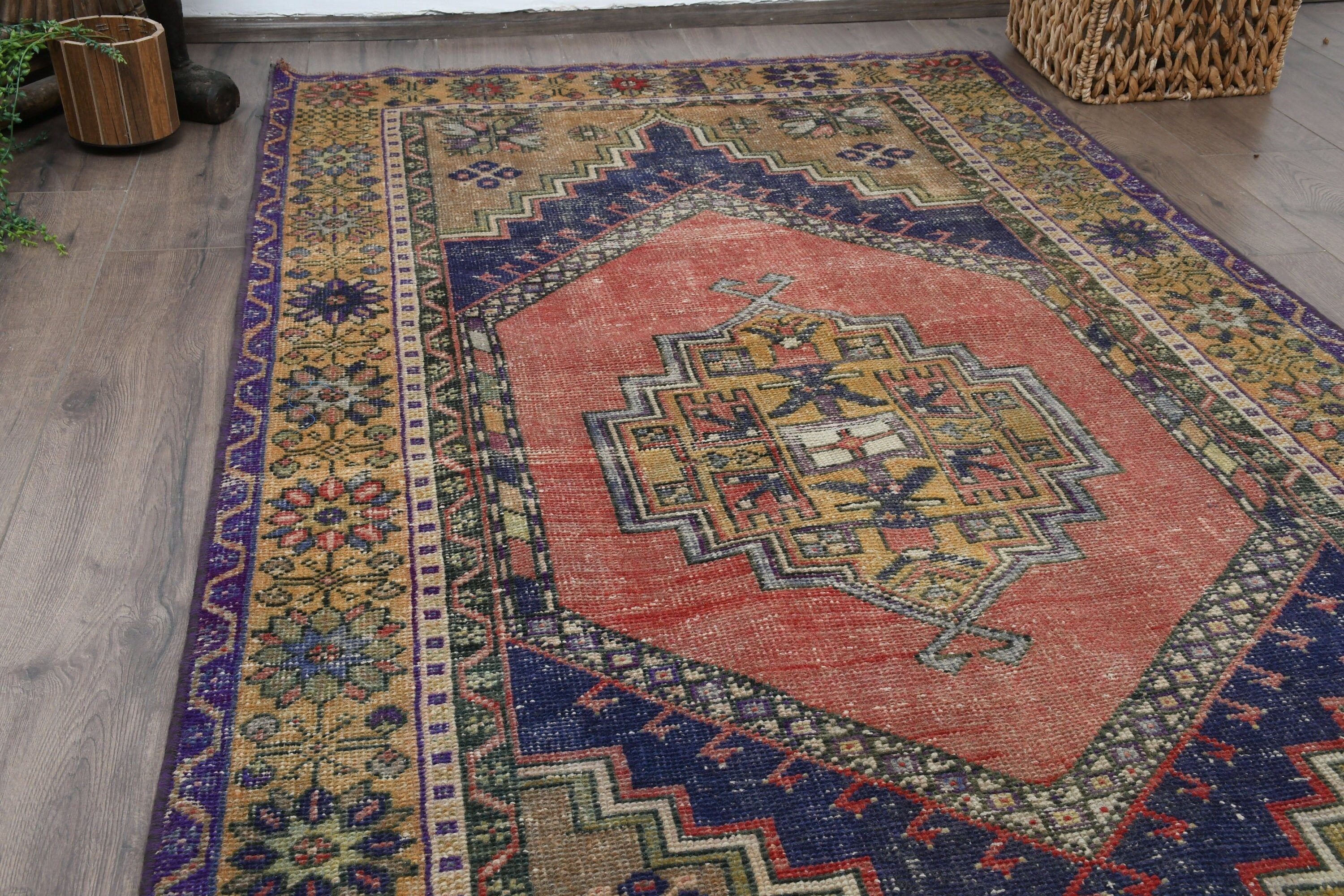 Yatak Odası Halısı, 3.6x6.2 ft Accent Halı, Türkiye Halısı, Çocuk Odası Halıları, Türk Halısı, Vintage Halılar, Mor Yün Halı, Mutfak Halısı, Oushak Halısı