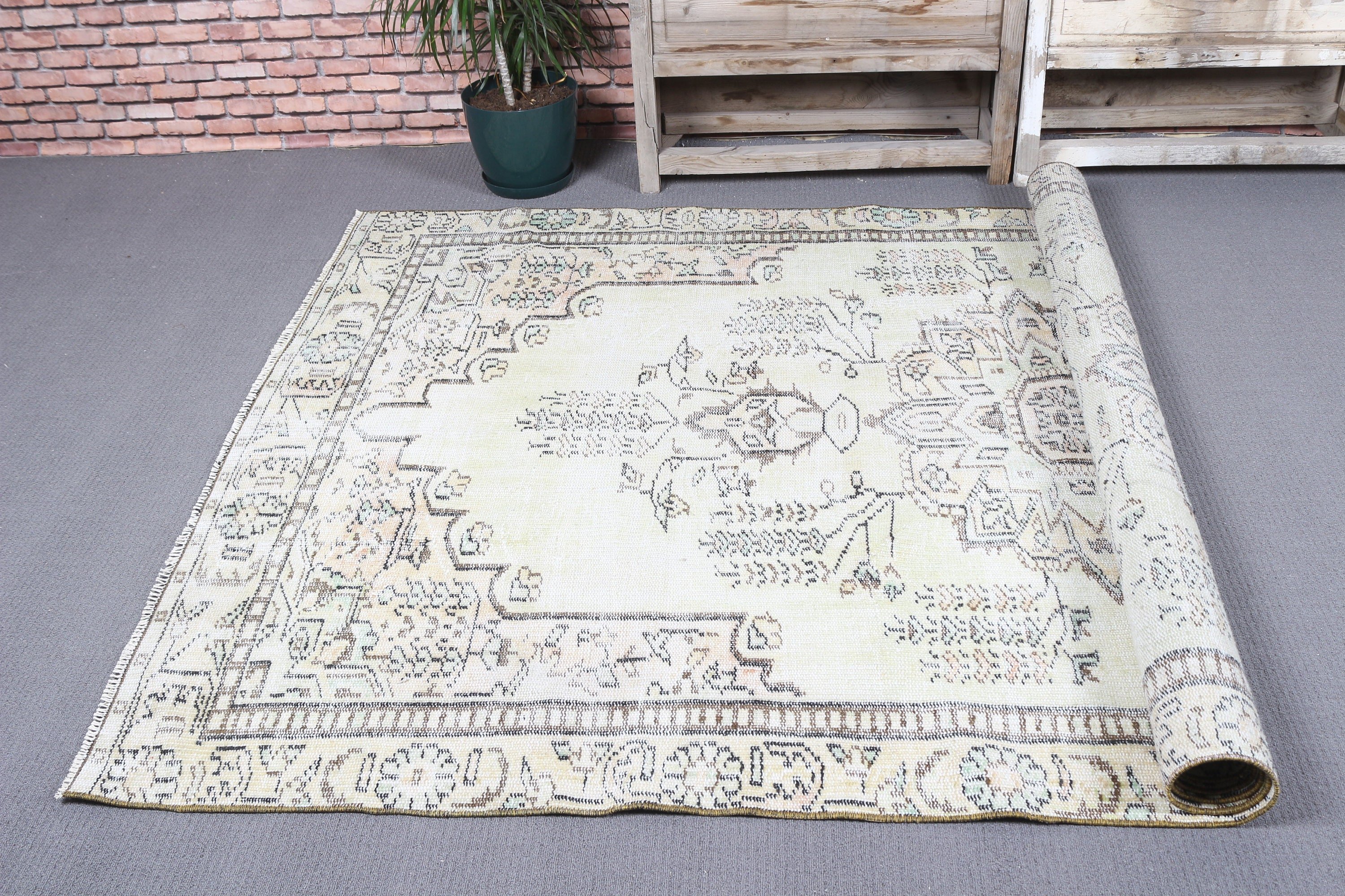 Turkish Rug, Wool Rug, Rugs for Bedroom, Beige Bedroom Rug, Floor Rugs, Dining Room Rug, 5.4x9 ft Large Rugs, Vintage Rug, Outdoor Rug