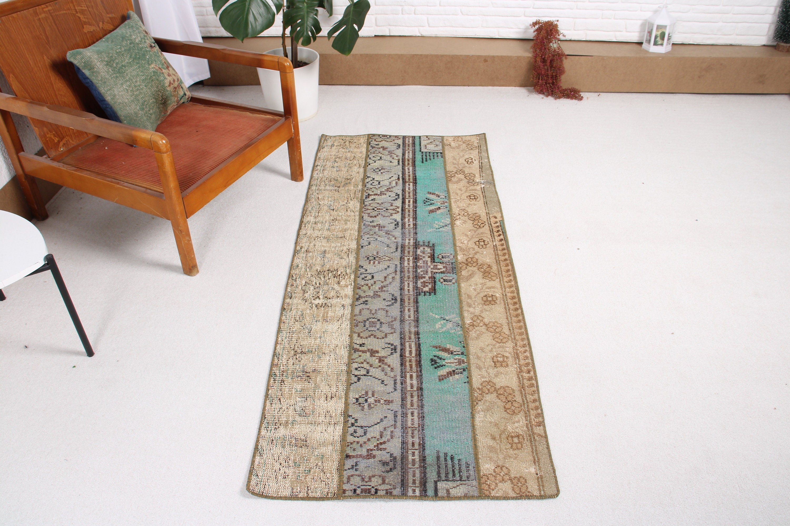 Oriental Rugs, Car Mat Rugs, 2.3x5.7 ft Small Rugs, Turkish Rugs, Brown Wool Rug, Vintage Rugs, Anatolian Rugs, Small Vintage Rugs