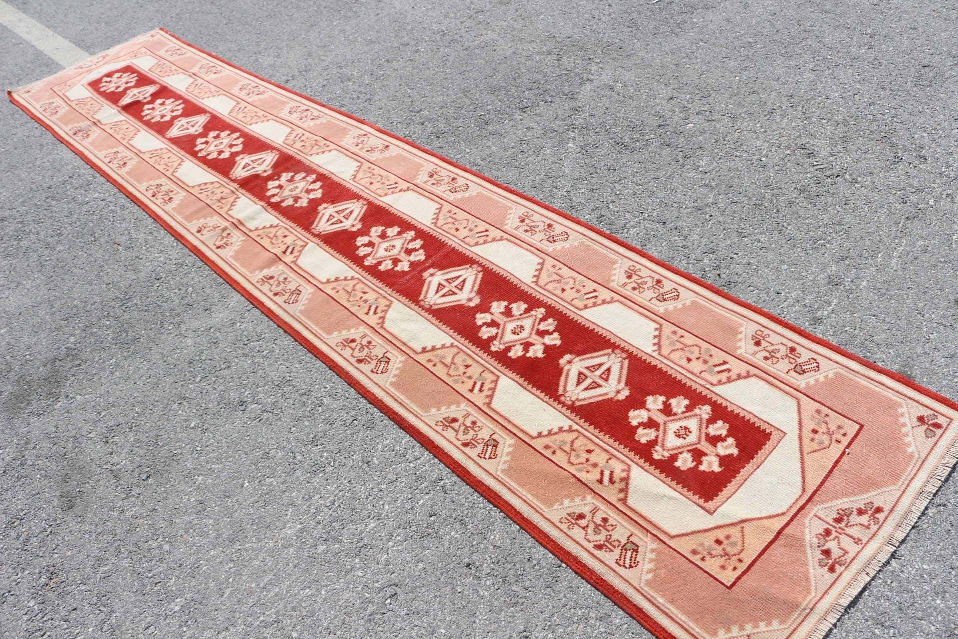 Rugs for Corridor, Vintage Rug, Red Antique Rug, Kitchen Rug, Turkish Rug, Muted Rug, Oriental Rug, 2.6x13 ft Runner Rug