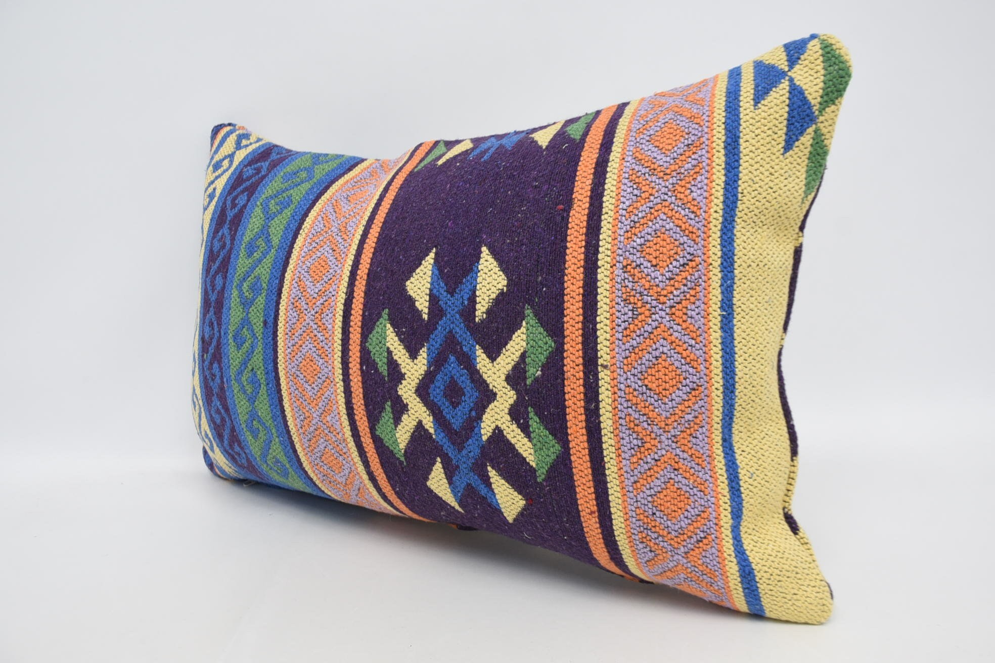 16"x24" Blue Cushion Case, Outdoor Cushion, Throw Kilim Pillow, Wholesale Pillow Case, Boho Pillow, Home Decor Pillow
