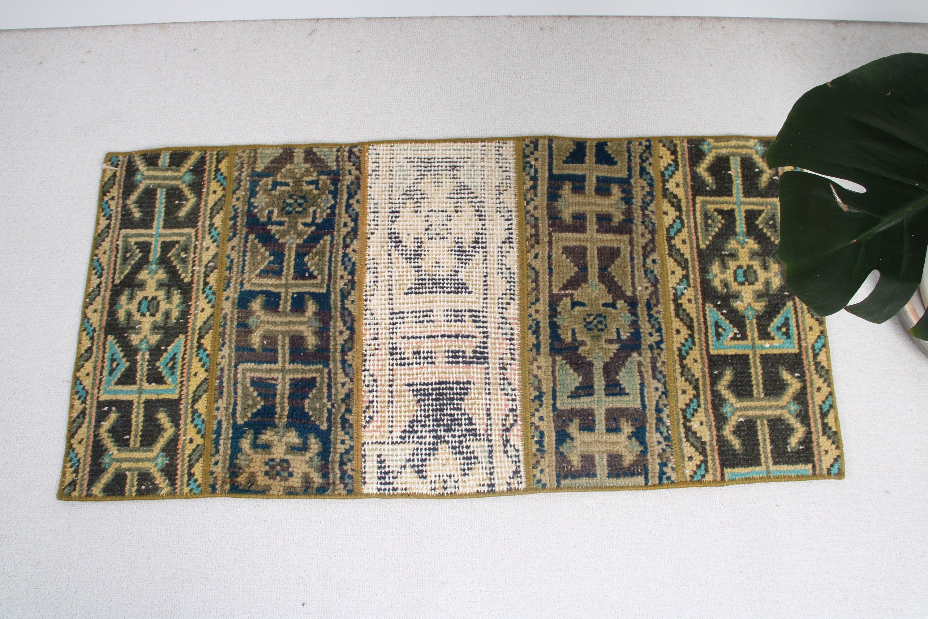 1.6x3.2 ft Küçük Halı, Yatak Odası Halısı, Türk Halıları, Araba Paspas Halıları, Küçük Alan Halıları, Geometrik Halı, Vintage Halılar, Mavi Nötr Halılar