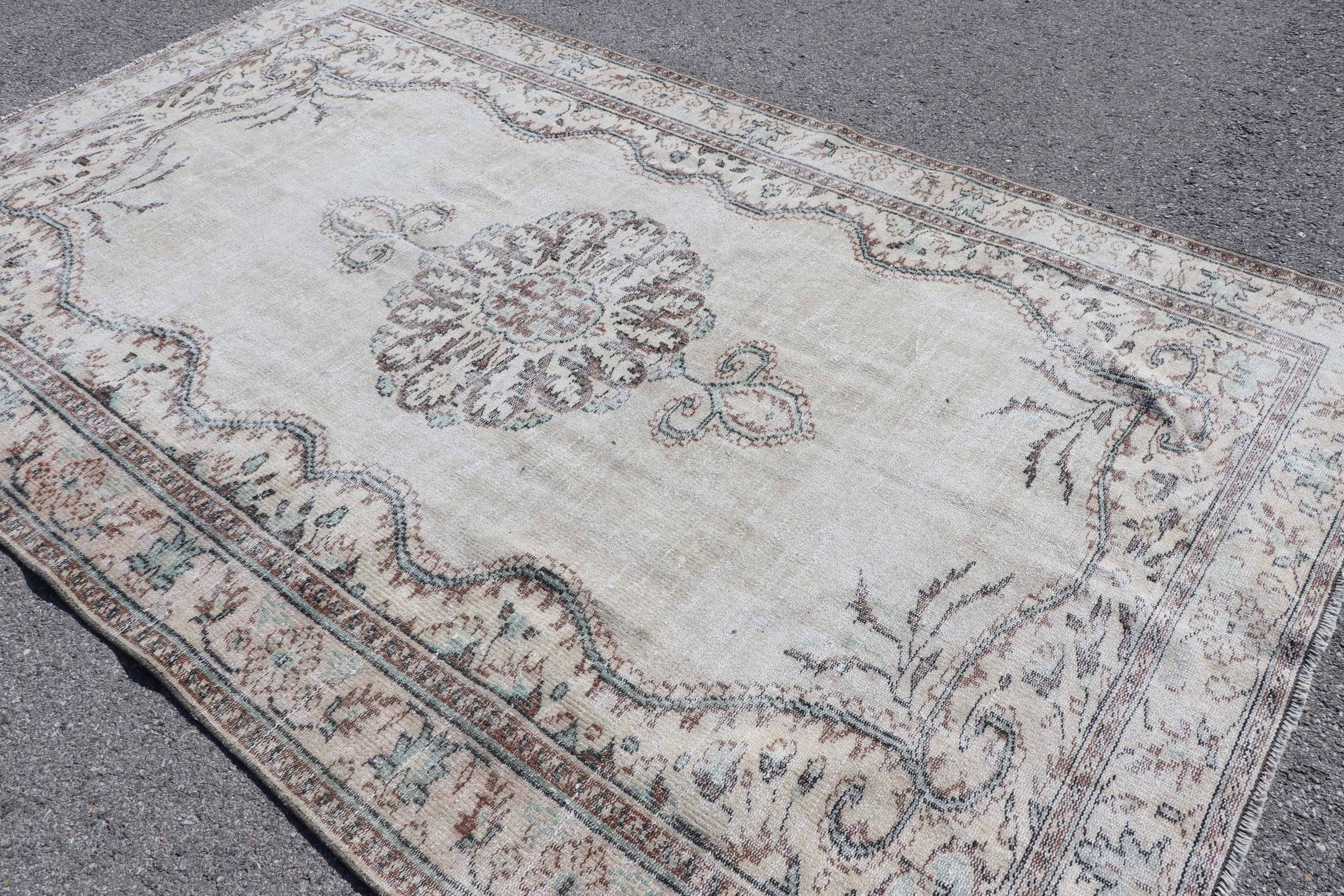 Antique Rugs, Bedroom Rug, White Oriental Rugs, Aesthetic Rugs, Turkish Rug, Salon Rug, Vintage Rugs, 6.2x10 ft Large Rug, Floor Rugs