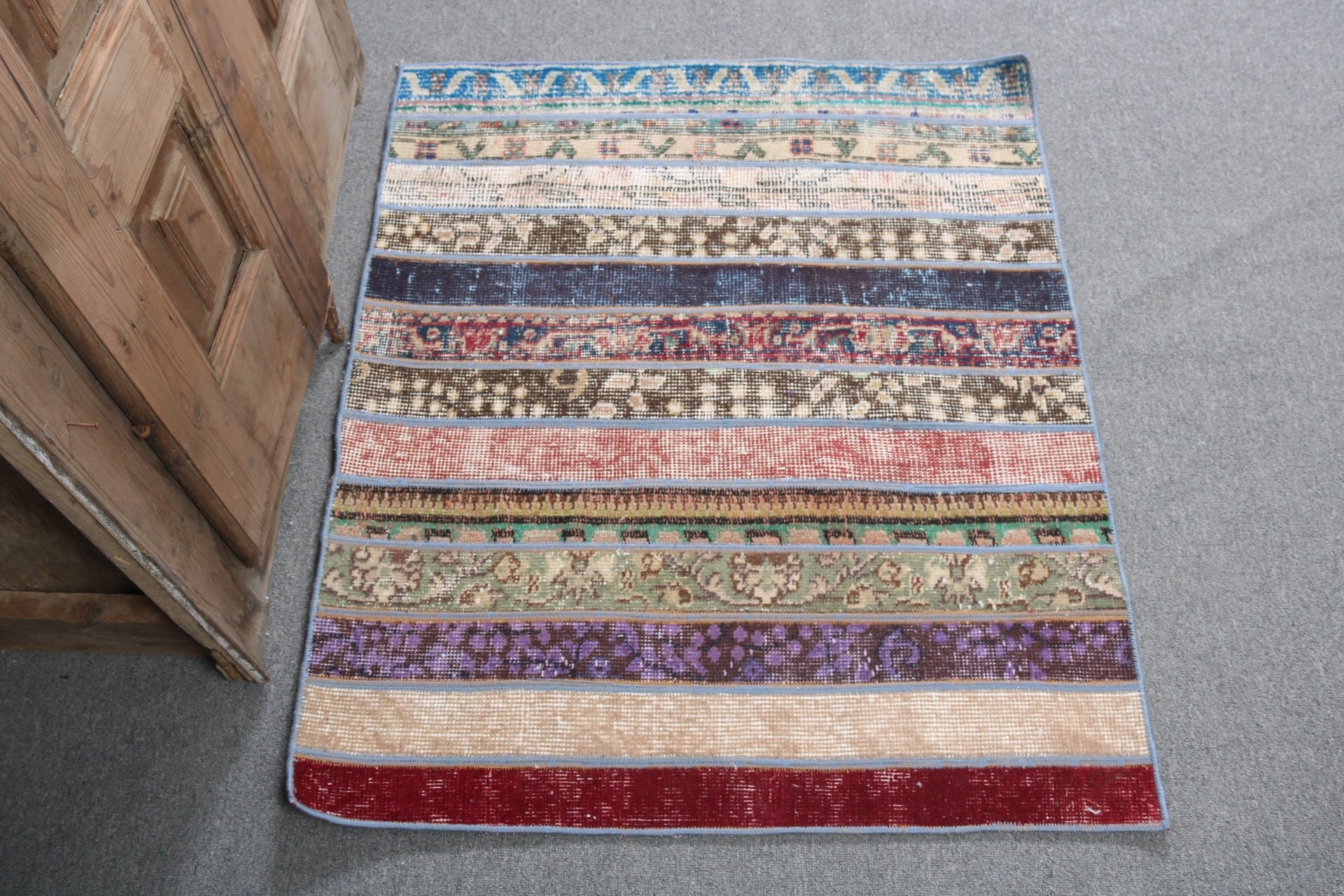 Vintage Rug, Turkish Rugs, Modern Rugs, Moroccan Rug, Small Area Rug, Rainbow Wool Rugs, Kitchen Rug, 2.8x3.3 ft Small Rugs, Office Rugs