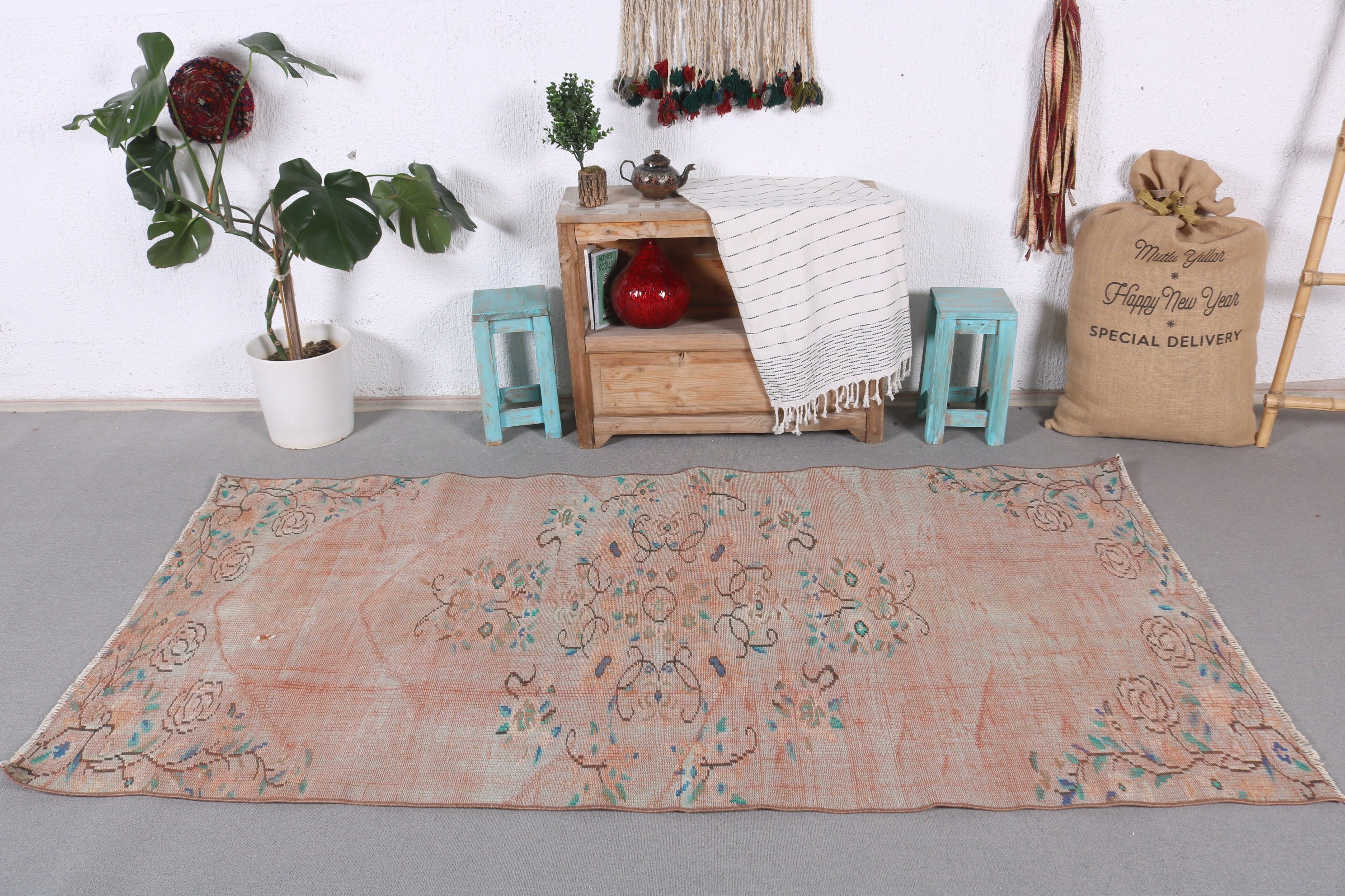 Nursery Rug, Antique Rug, Bronze Antique Rug, Art Rug, Vintage Rug, Turkish Rug, 3.6x7.4 ft Area Rug, Living Room Rugs