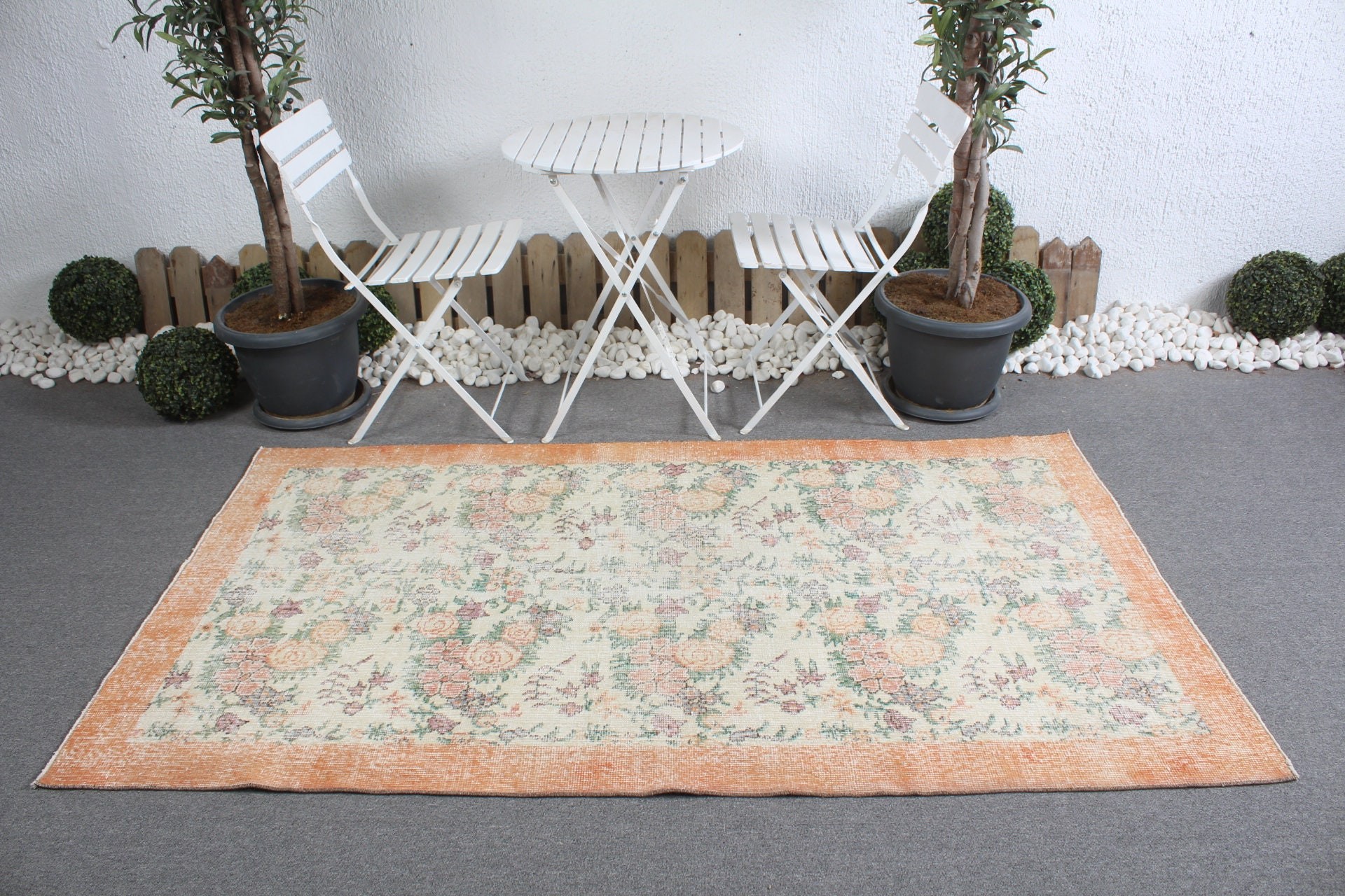 Dining Room Rug, Turkish Rugs, Orange Oushak Rugs, 3.9x6.9 ft Area Rugs, Kitchen Rug, Vintage Rugs, Moroccan Rug, Oriental Rug, Office Rug