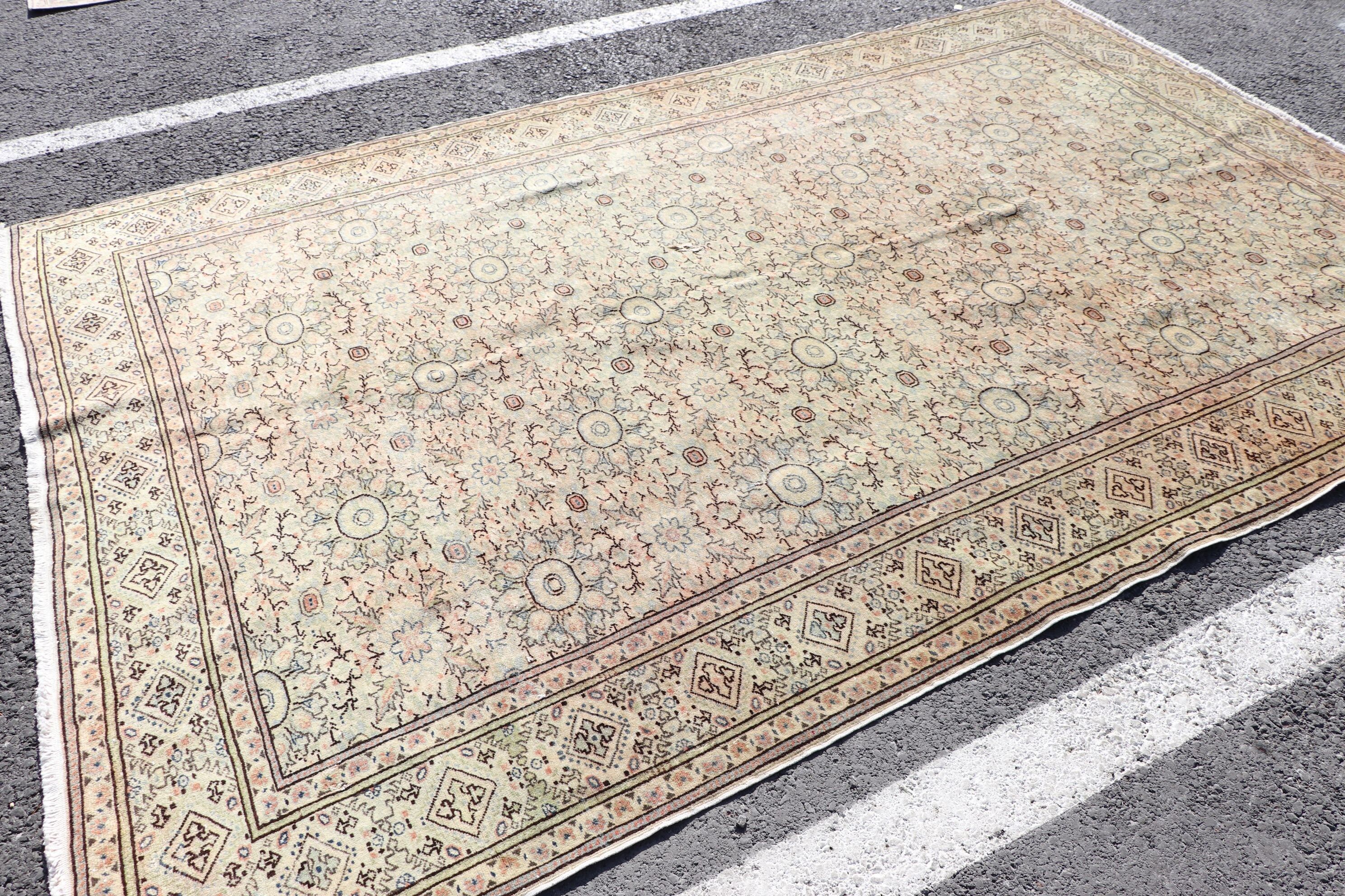 Beige Wool Rugs, Dining Room Rug, Oushak Rugs, Designer Rug, Vintage Rug, 6.3x9.6 ft Large Rugs, Salon Rugs, Antique Rug, Turkish Rug