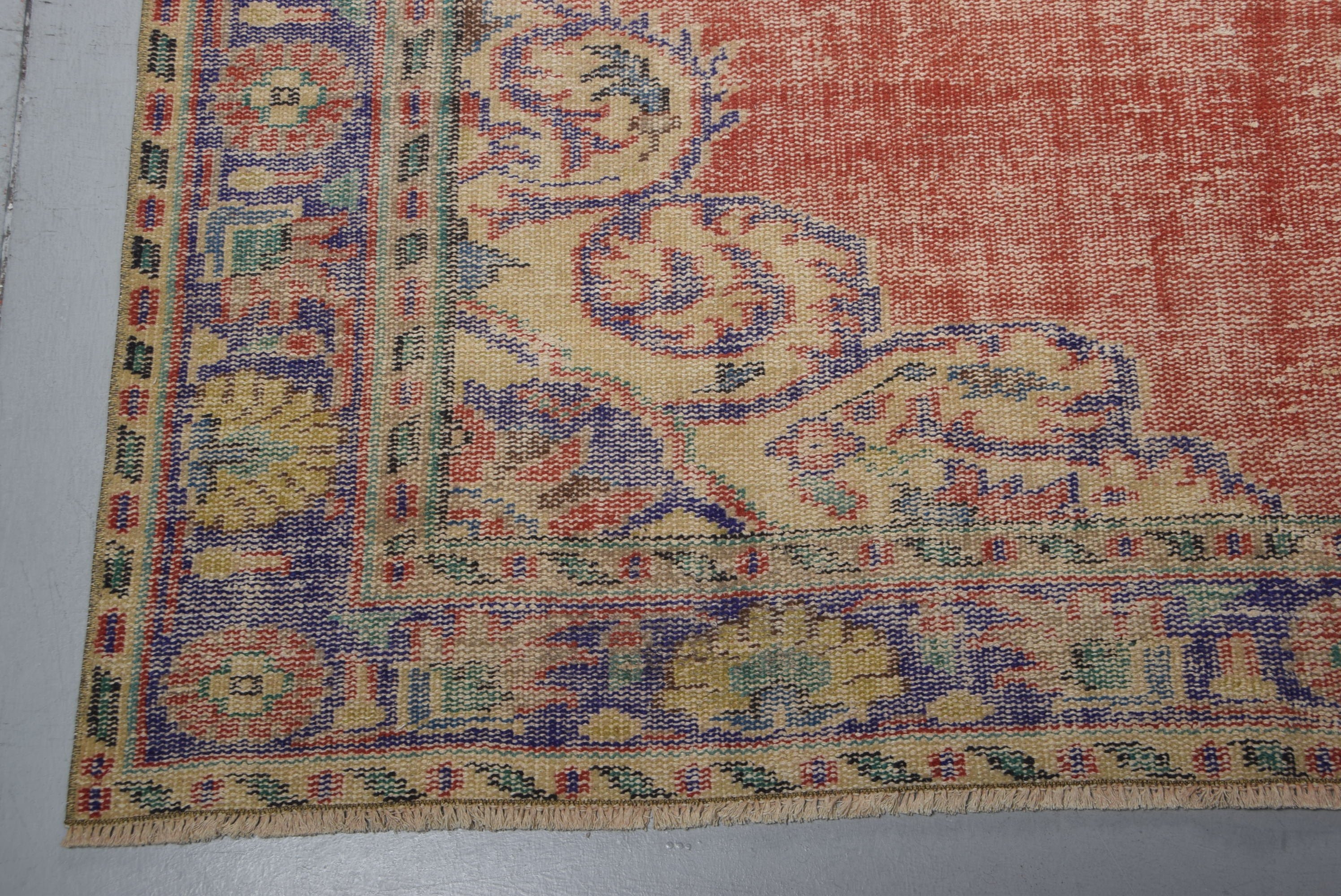 Vintage Halı, Fas Halısı, Türk Halısı, 5.9x9.7 ft Büyük Halılar, Oushak Halısı, Yatak Odası Halısı, Doğal Halı, Turuncu Oushak Halısı, Oturma Odası Halısı