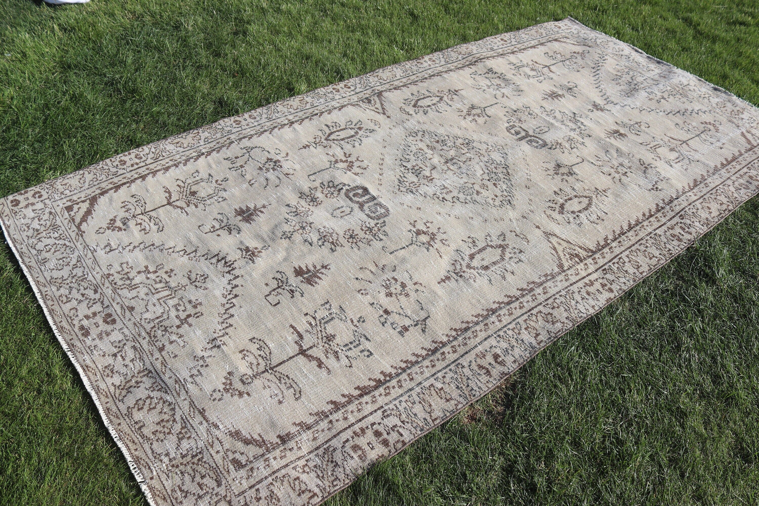 Large Oushak Rugs, Boho Rug, 4.5x9 ft Large Rug, Vintage Rugs, Modern Rug, Exotic Rugs, Beige Oushak Rugs, Large Vintage Rug, Turkish Rugs