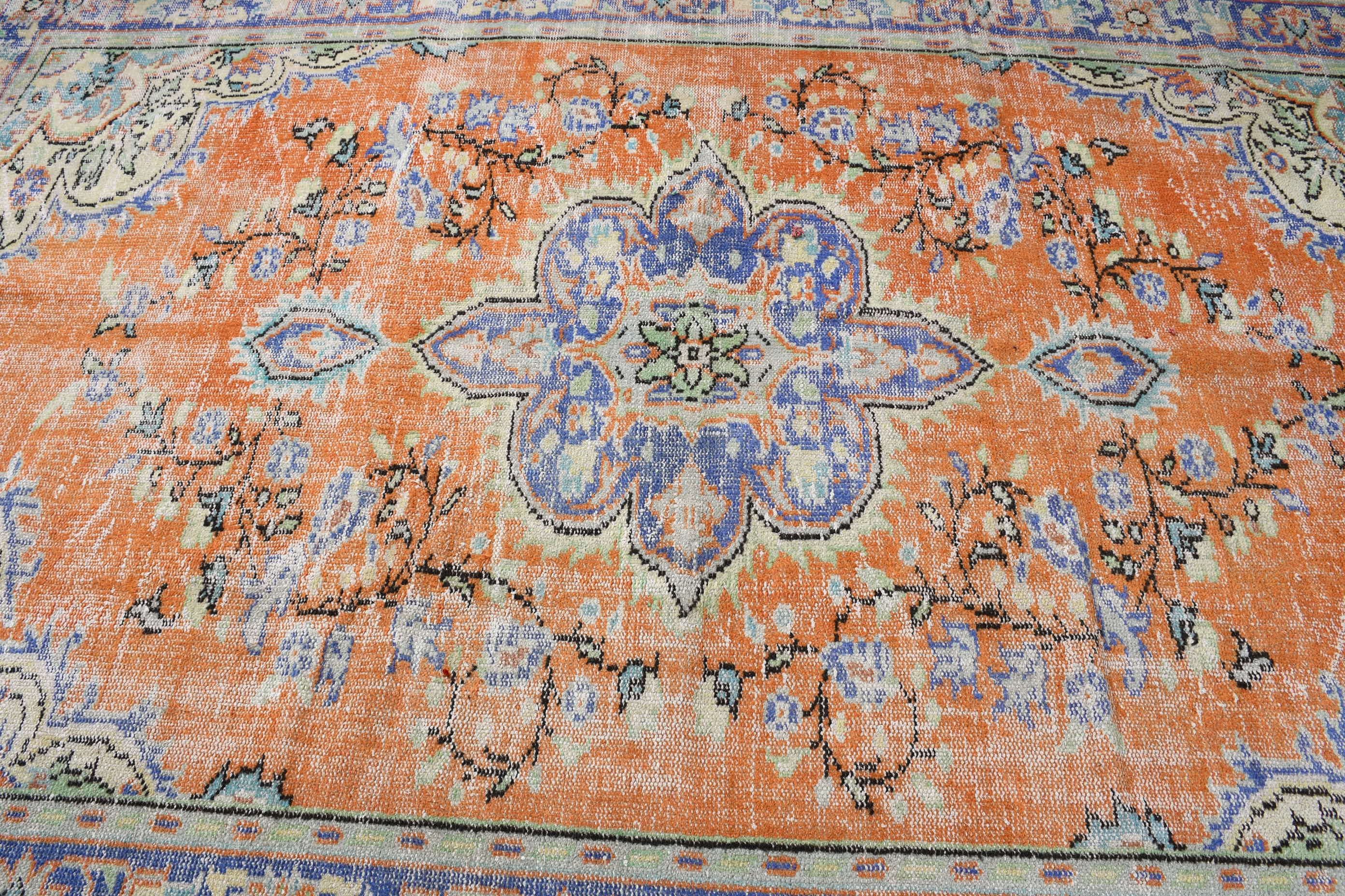 Türk Halıları, Turuncu Oushak Halıları, Sanat Halısı, Fas Halıları, Antika Halılar, 6,3x10,1 ft Büyük Halı, Yemek Odası Halısı, Yatak Odası Halıları, Vintage Halı