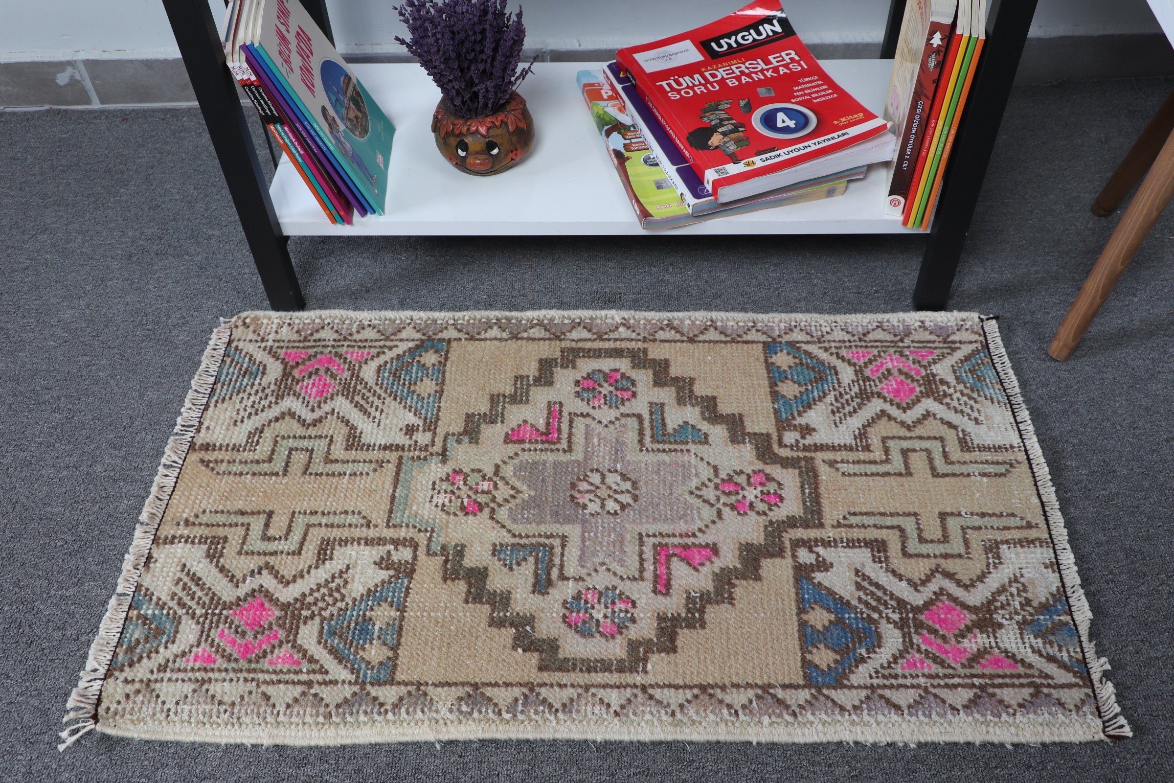 Vintage Rug, Bedroom Rug, Distressed Rugs, Turkish Rug, Entry Rugs, Anatolian Rugs, Beige Antique Rugs, 1.6x2.6 ft Small Rug