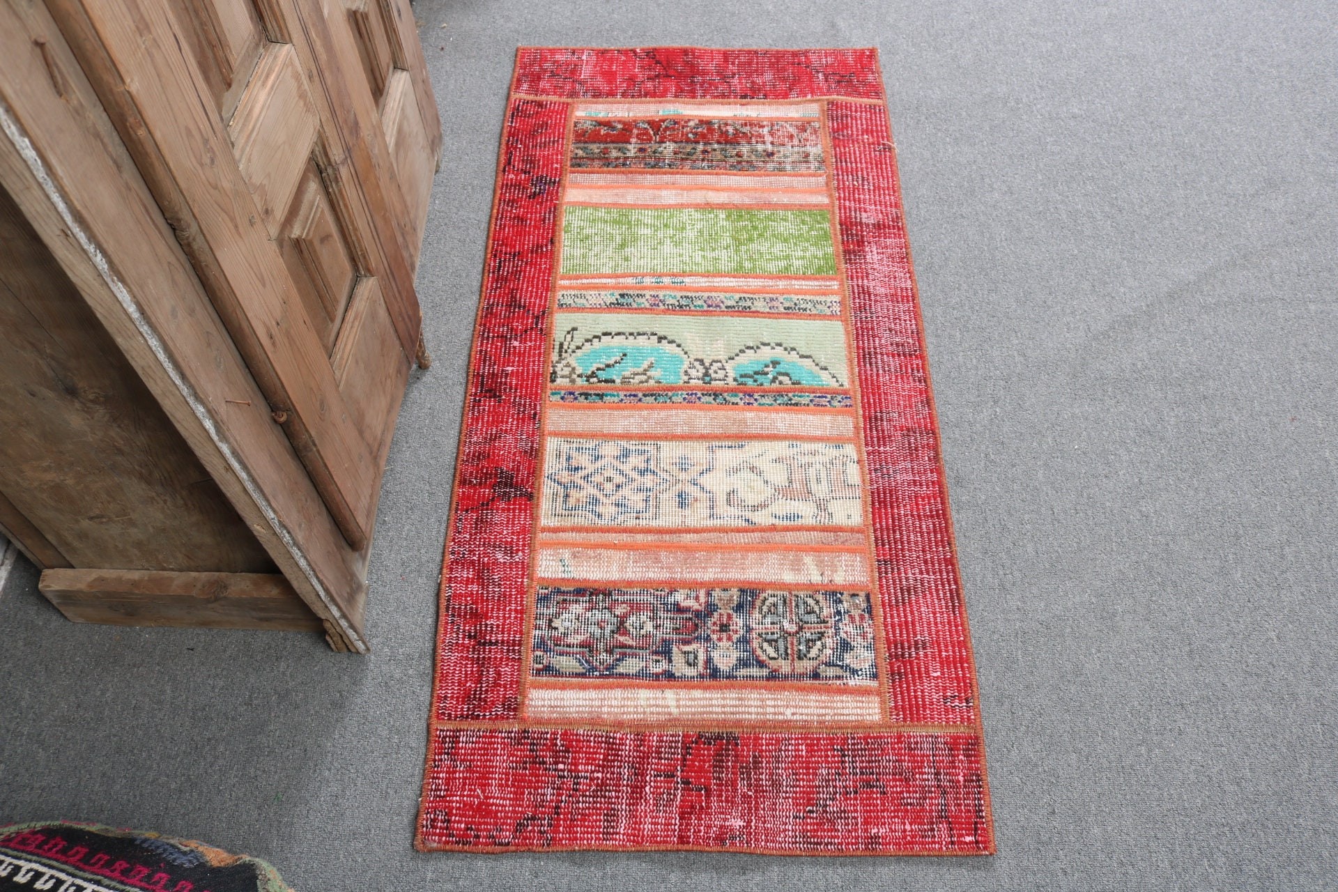 Cute Bath Mat Rugs, Bedroom Rug, Turkish Rugs, Red Oriental Rug, 2x4.3 ft Small Rugs, Home Decor Rug, Vintage Rugs, Oushak Rug, Entry Rugs