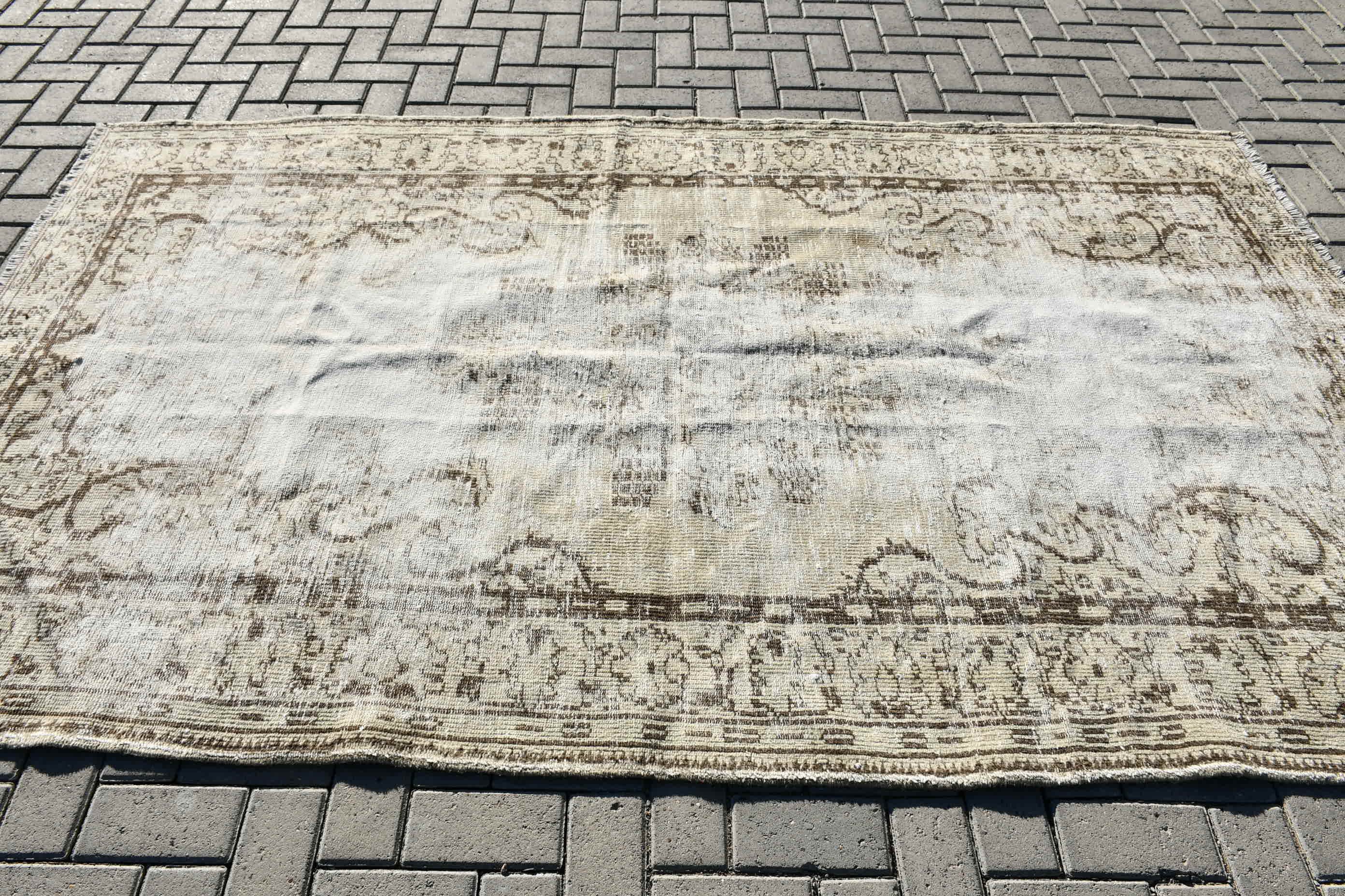 Antique Rugs, Dining Room Rug, Kitchen Rug, Salon Rug, 5.4x8.7 ft Large Rug, Natural Rugs, Turkish Rug, Vintage Rug, White Bedroom Rugs