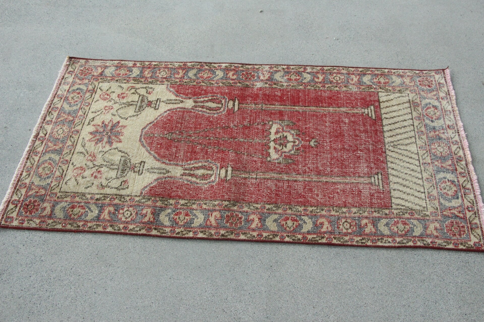 Handwoven Rug, Red Cool Rugs, Rugs for Bath, 2.3x4.6 ft Small Rug, Oriental Rugs, Bathroom Rug, Turkish Rugs, Home Decor Rugs, Vintage Rugs