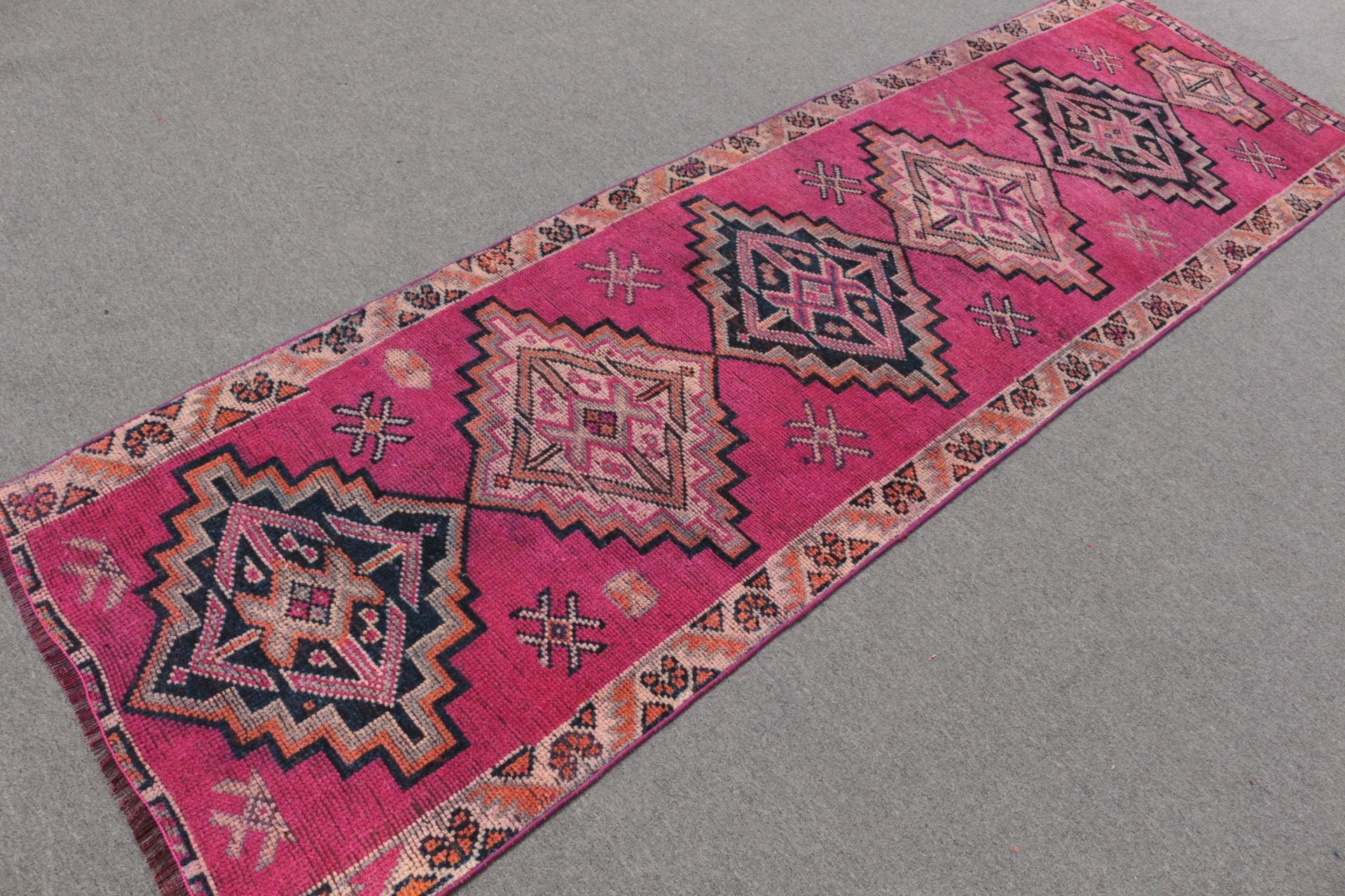 Pink Cool Rugs, Bedroom Rugs, Turkish Rug, Vintage Rug, Kitchen Rugs, Office Rugs, 2.8x9.4 ft Runner Rug, Anatolian Rugs, Rugs for Corridor