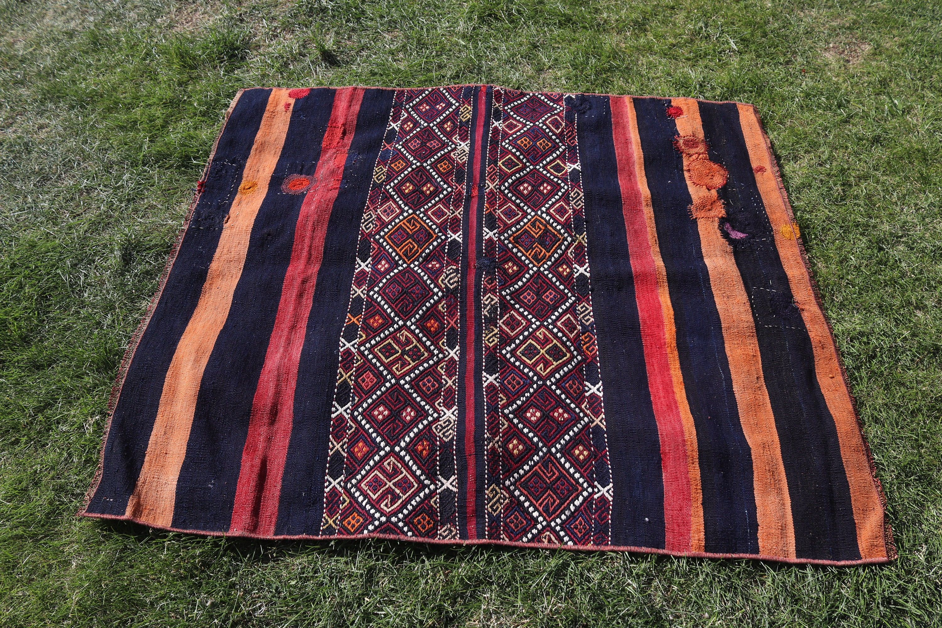 Banyo Halıları, Ev Dekorasyonu Halıları, Türk Halısı, 3,5x4 ft Küçük Halılar, Mavi Havalı Halılar, Küçük Vintage Halılar, Yer Halısı, Kilim, Vintage Halılar