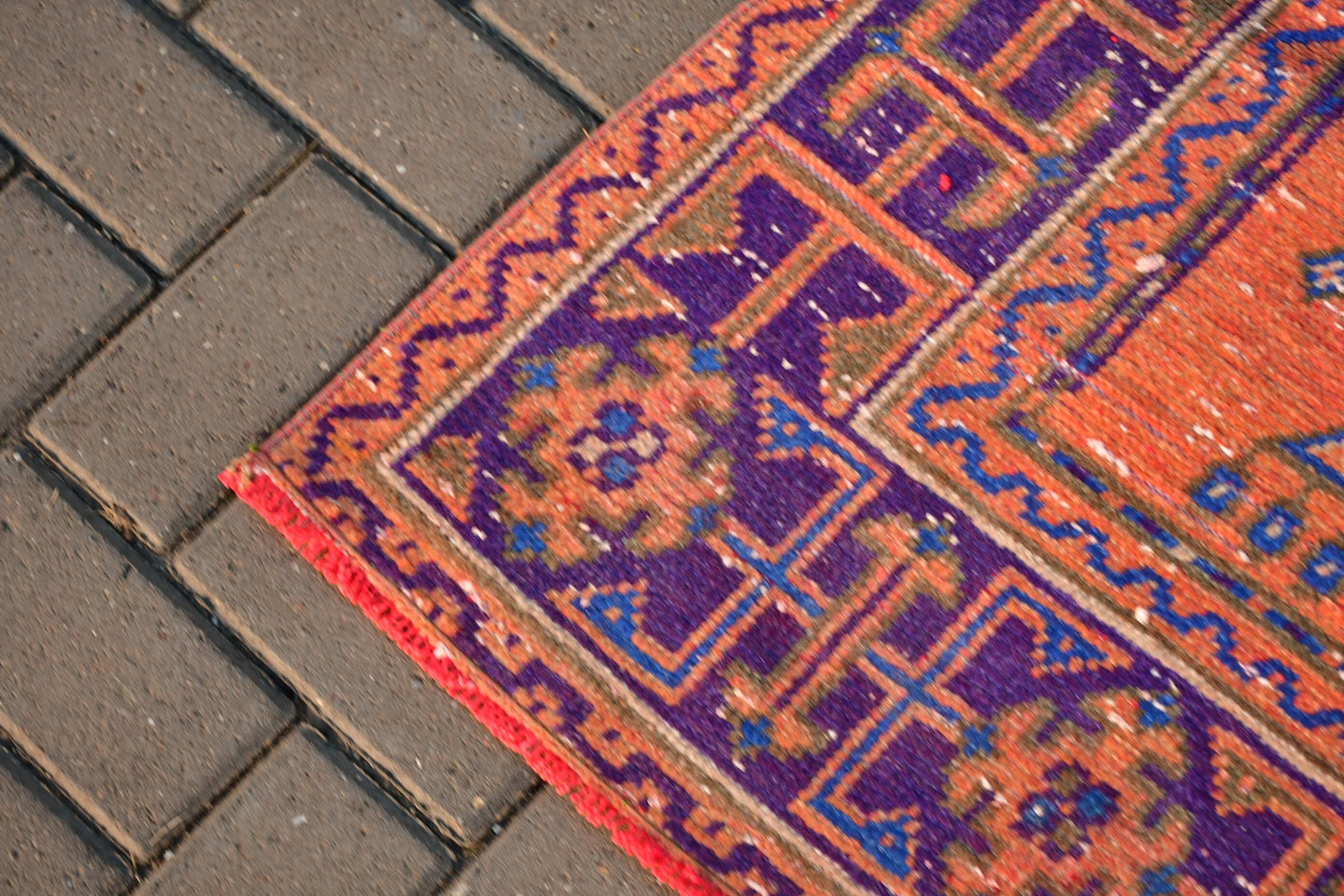 Rugs for Kitchen, 4.2x11.2 ft Runner Rug, Vintage Rug, Orange Bedroom Rug, Turkish Rugs, Corridor Rug, Anatolian Rug