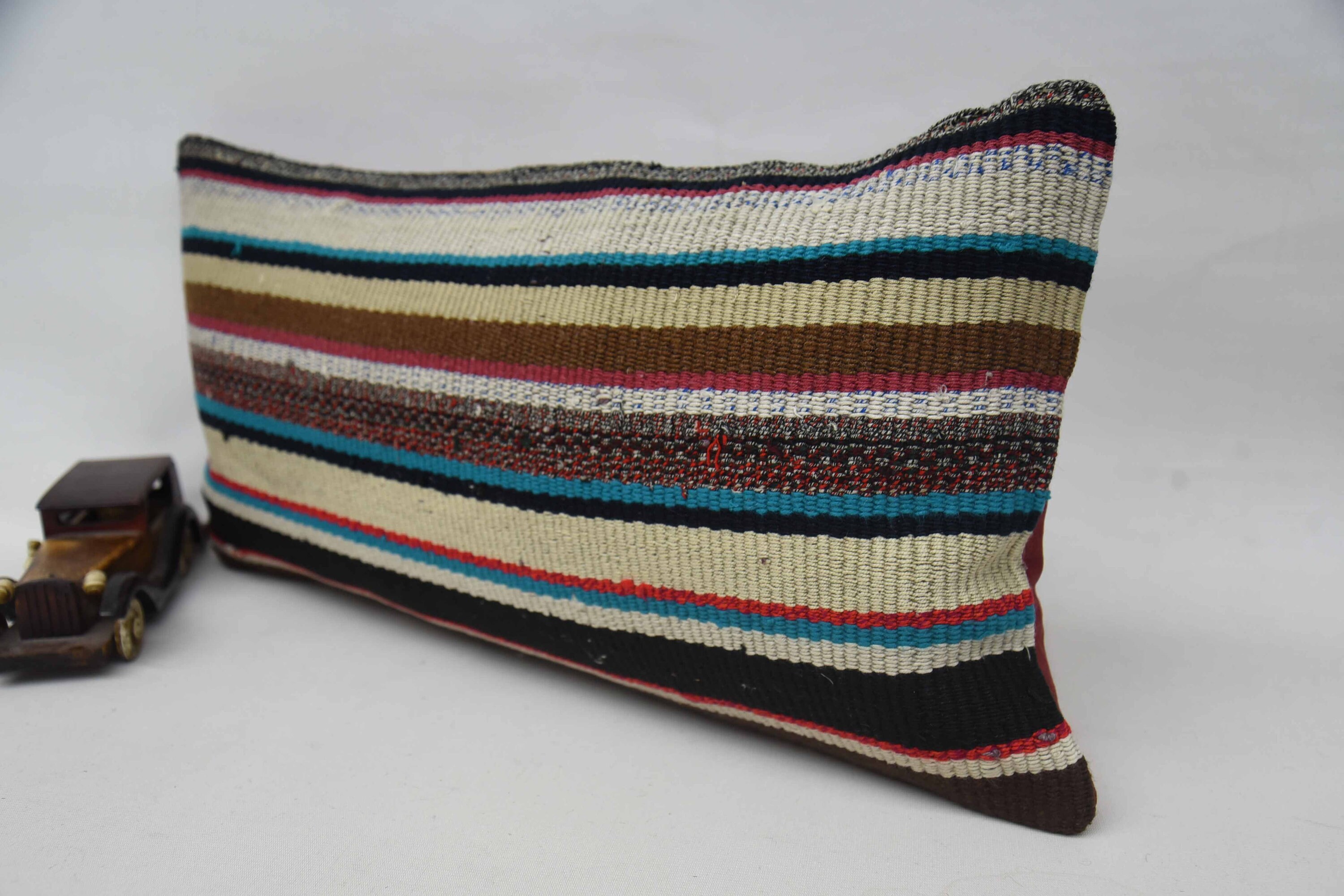 Interior Designer Pillow, Couch Cushion Case, Throw Kilim Pillow, Pet Pillow Sham, 12"x24" Blue Cushion Case, Vintage Kilim Pillow