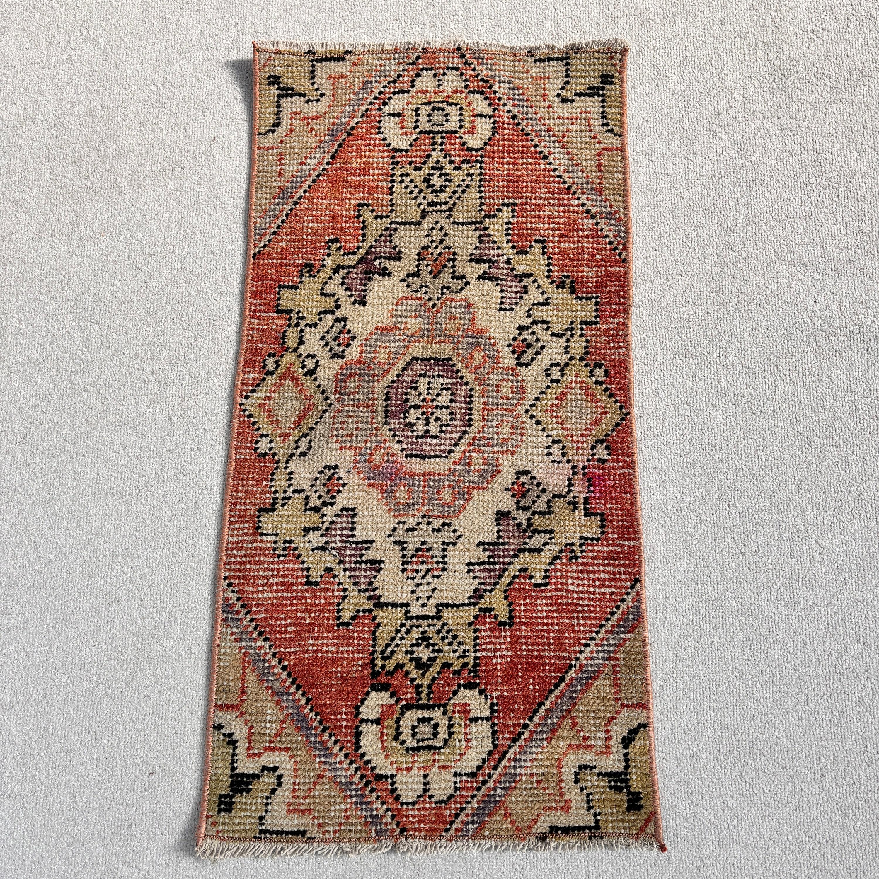 Bej Yatak Odası Halıları, 1.2x2.5 ft Küçük Halılar, Vintage Halı, Türk Halısı, Çocuk Halıları, Küçük Alan Halısı, Soğuk Halı, Küçük Alan Halıları, Boho Halı