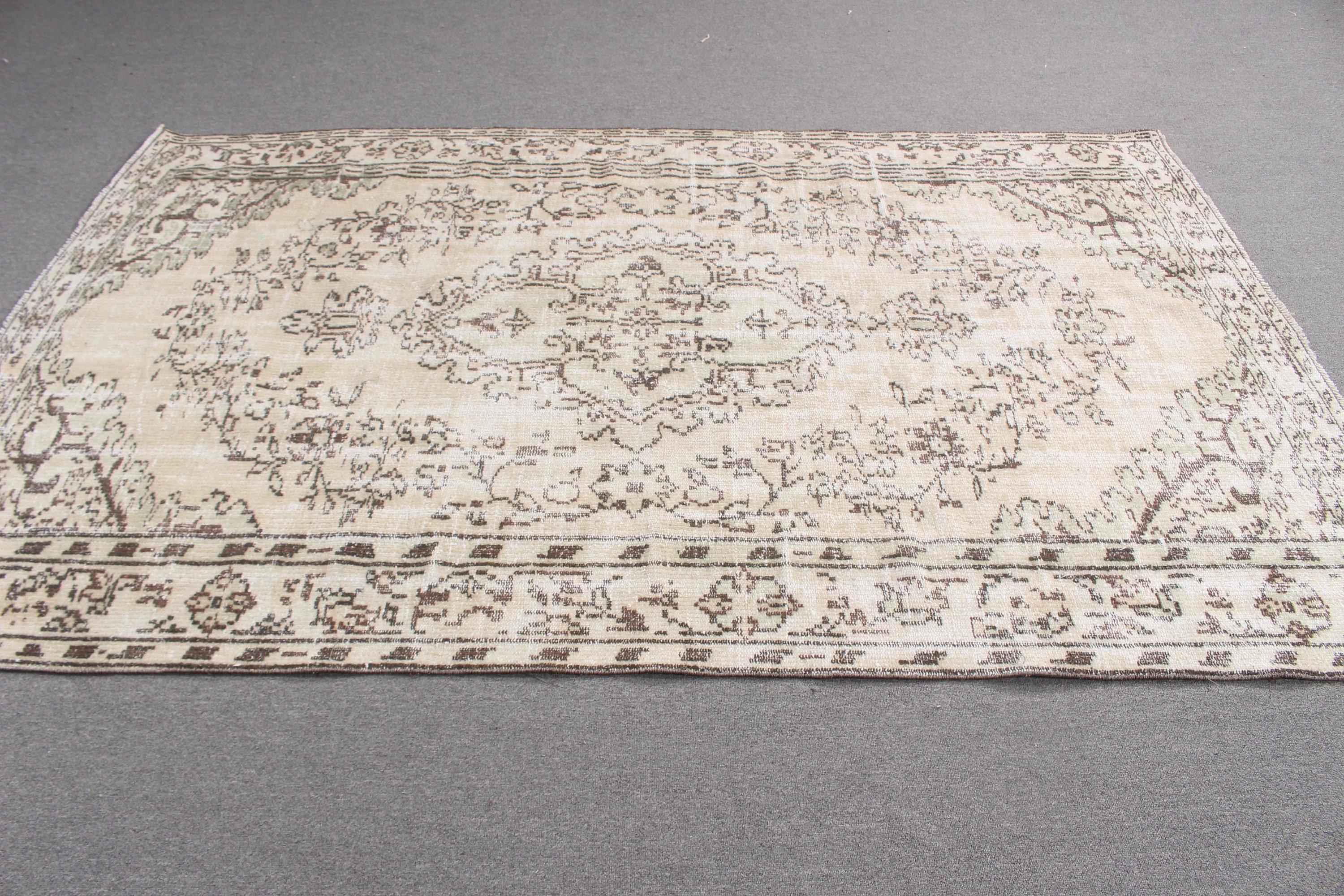 Turkish Rugs, Beige Modern Rugs, Cool Rug, Vintage Rugs, Moroccan Rugs, 5.2x8.3 ft Large Rug, Large Vintage Rugs, Dining Room Rugs