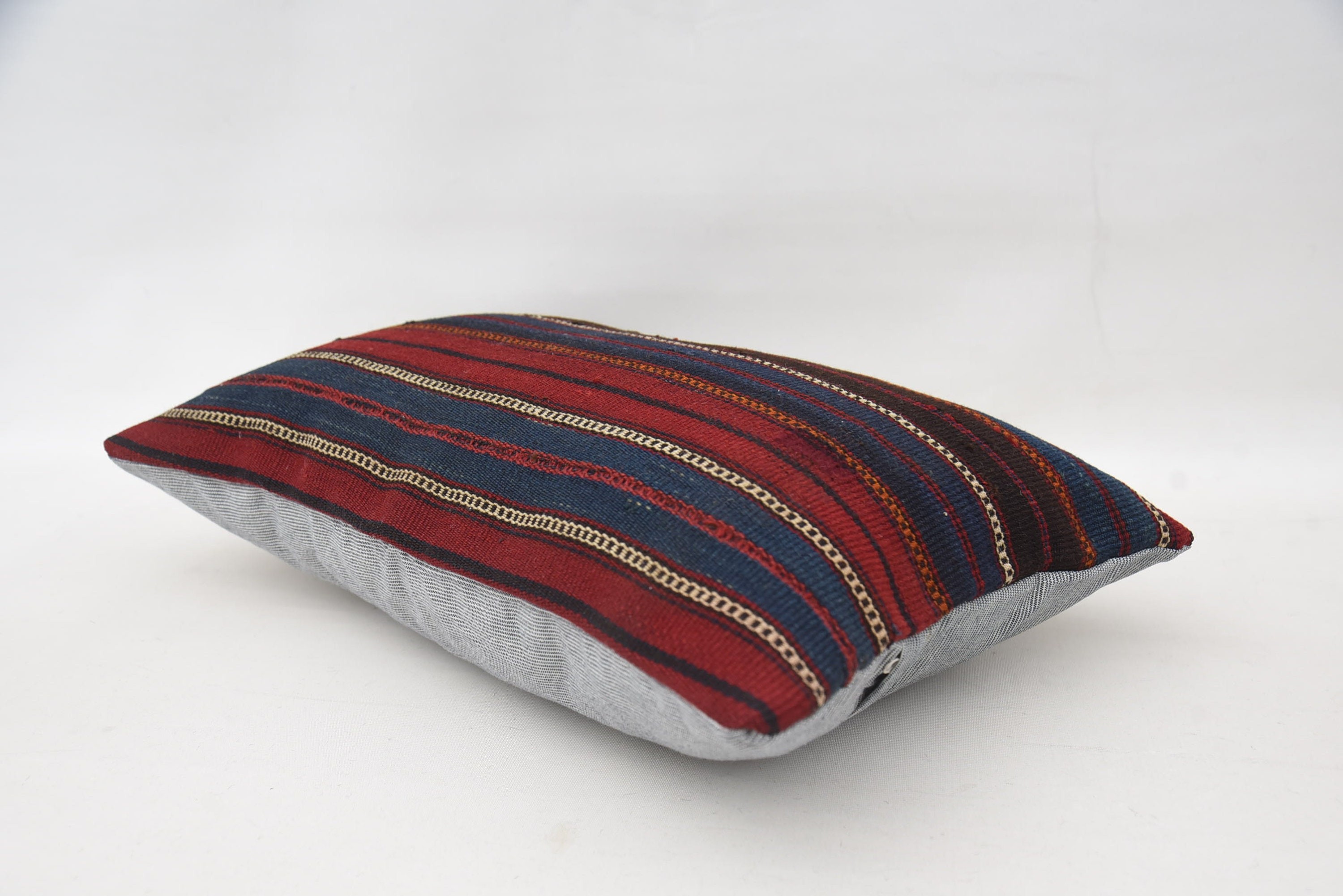 Vintage Kilim Throw Pillow, 16"x24" Blue Cushion, Square Throw Pillow Cover, Kilim Pillow, Kilim Pillow Cover, Accent Throw Pillow Sham