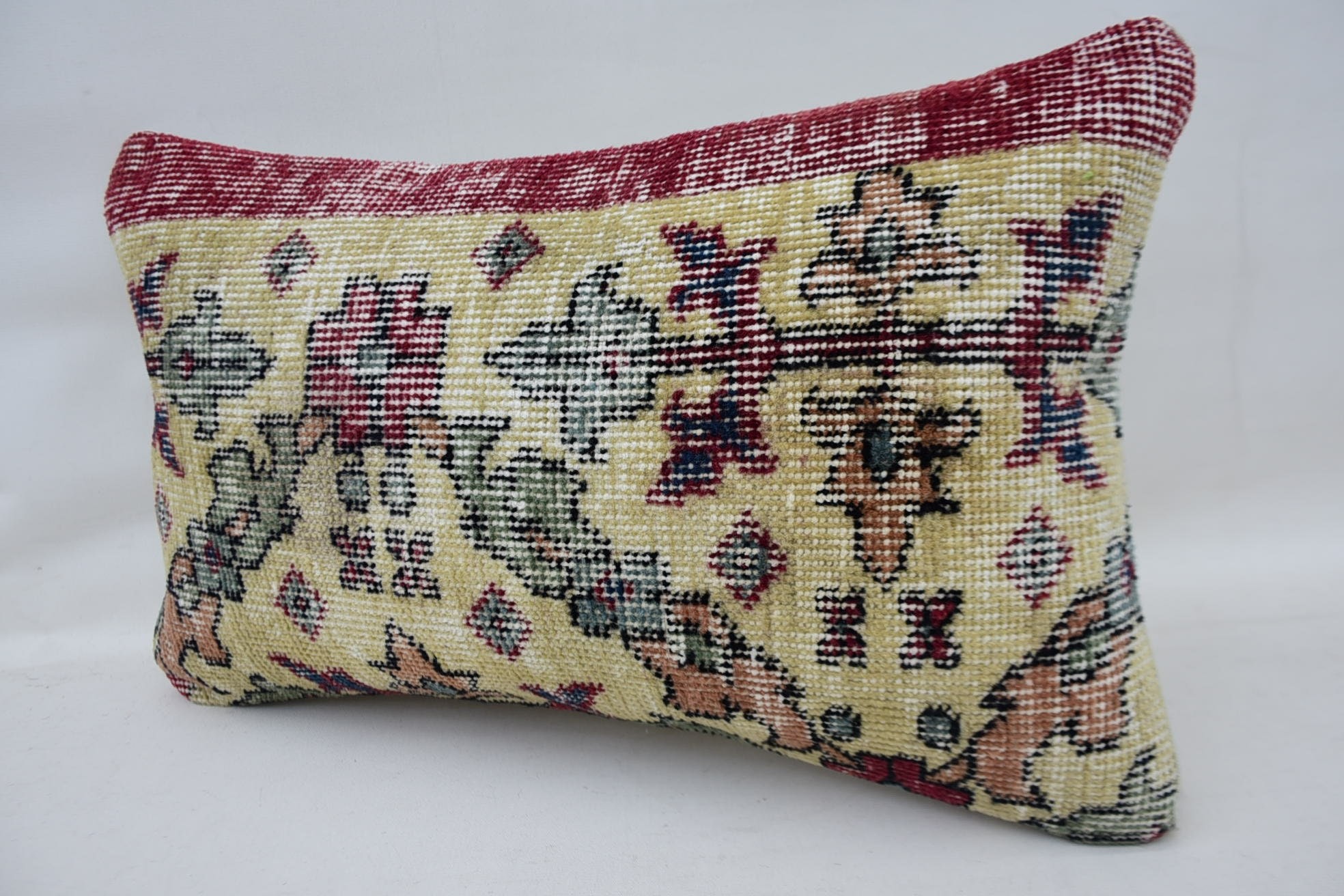 Nomadic Cushion Case, 12"x20" Beige Cushion Case, Kilim Cushion Sham, Boho Pillow Sham Cover, Nomadic Pillow Case, Pillow for Sofa